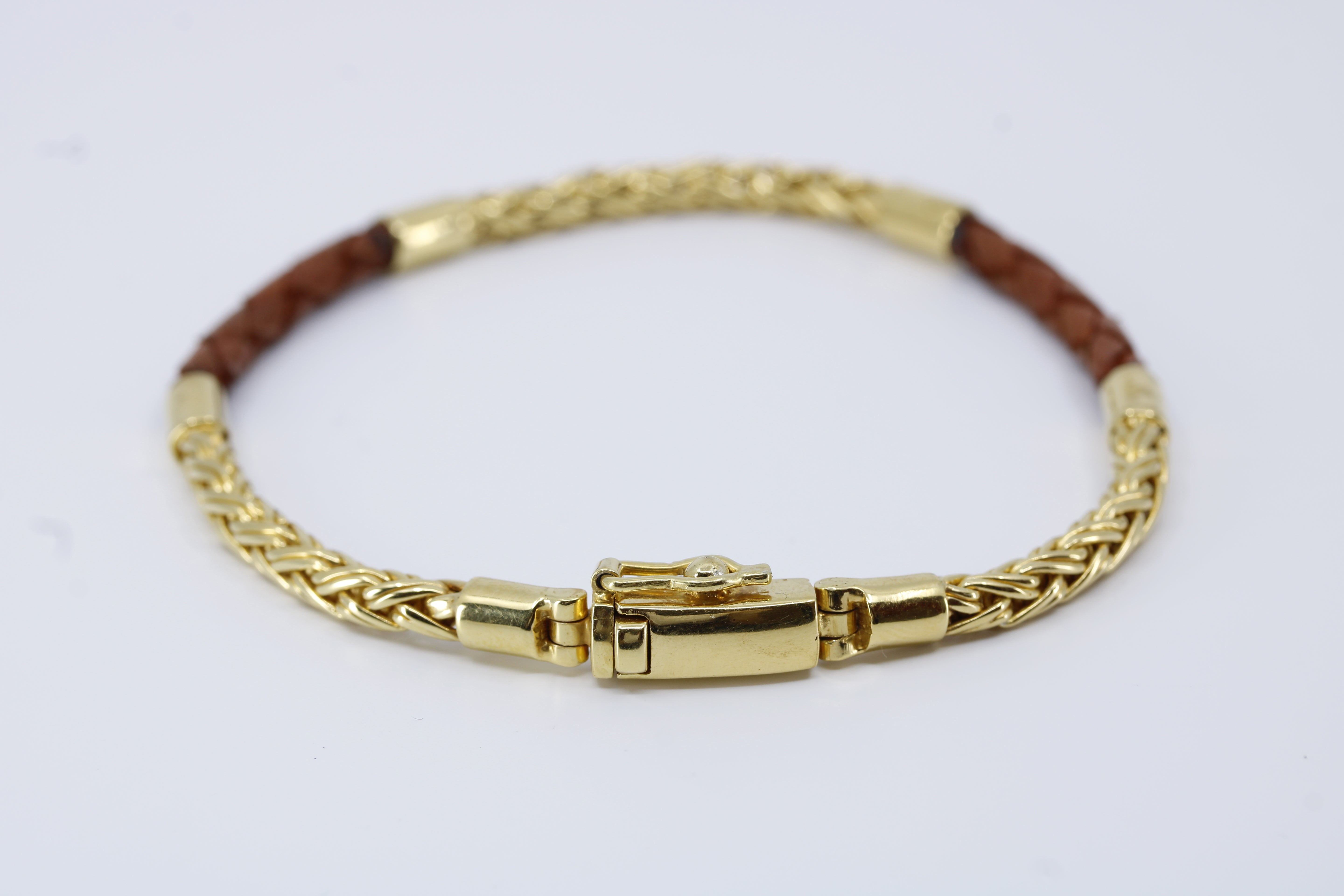 Casa Bali 18K Gold Vermeil Braided Chain & Leather Bracelet