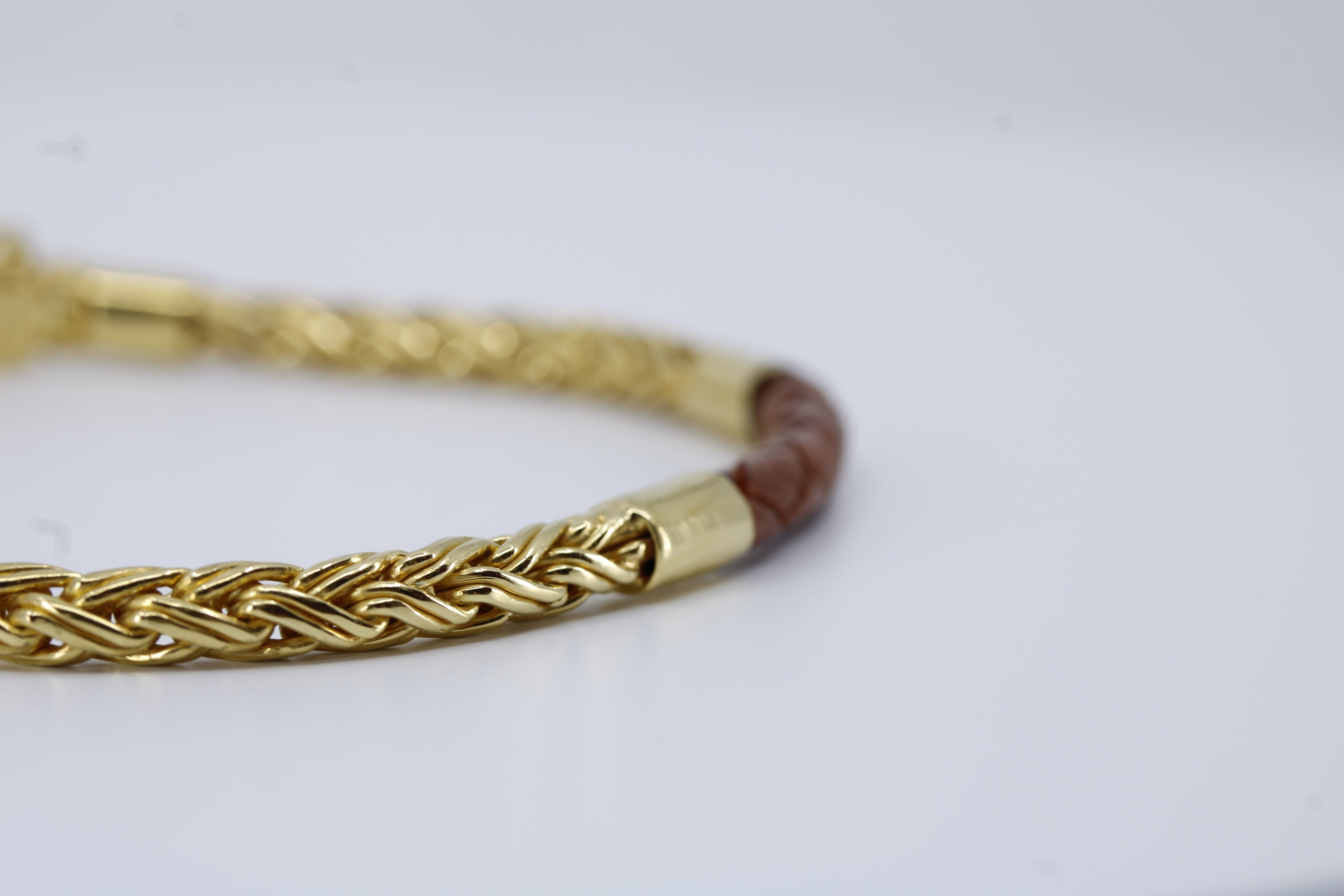 Casa Bali 18K Gold Vermeil Braided Chain & Leather Bracelet