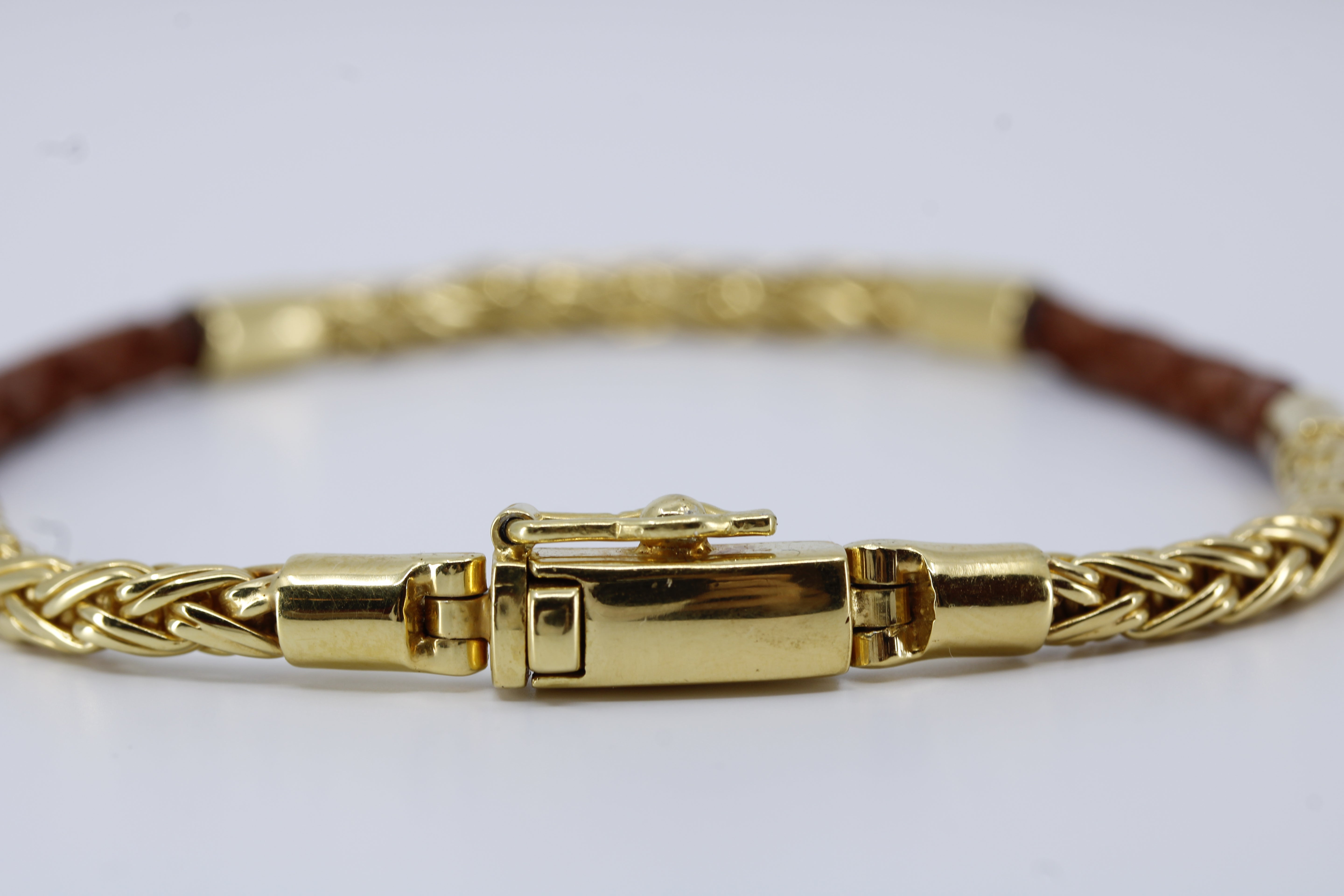 Casa Bali 18K Gold Vermeil Braided Chain & Leather Bracelet