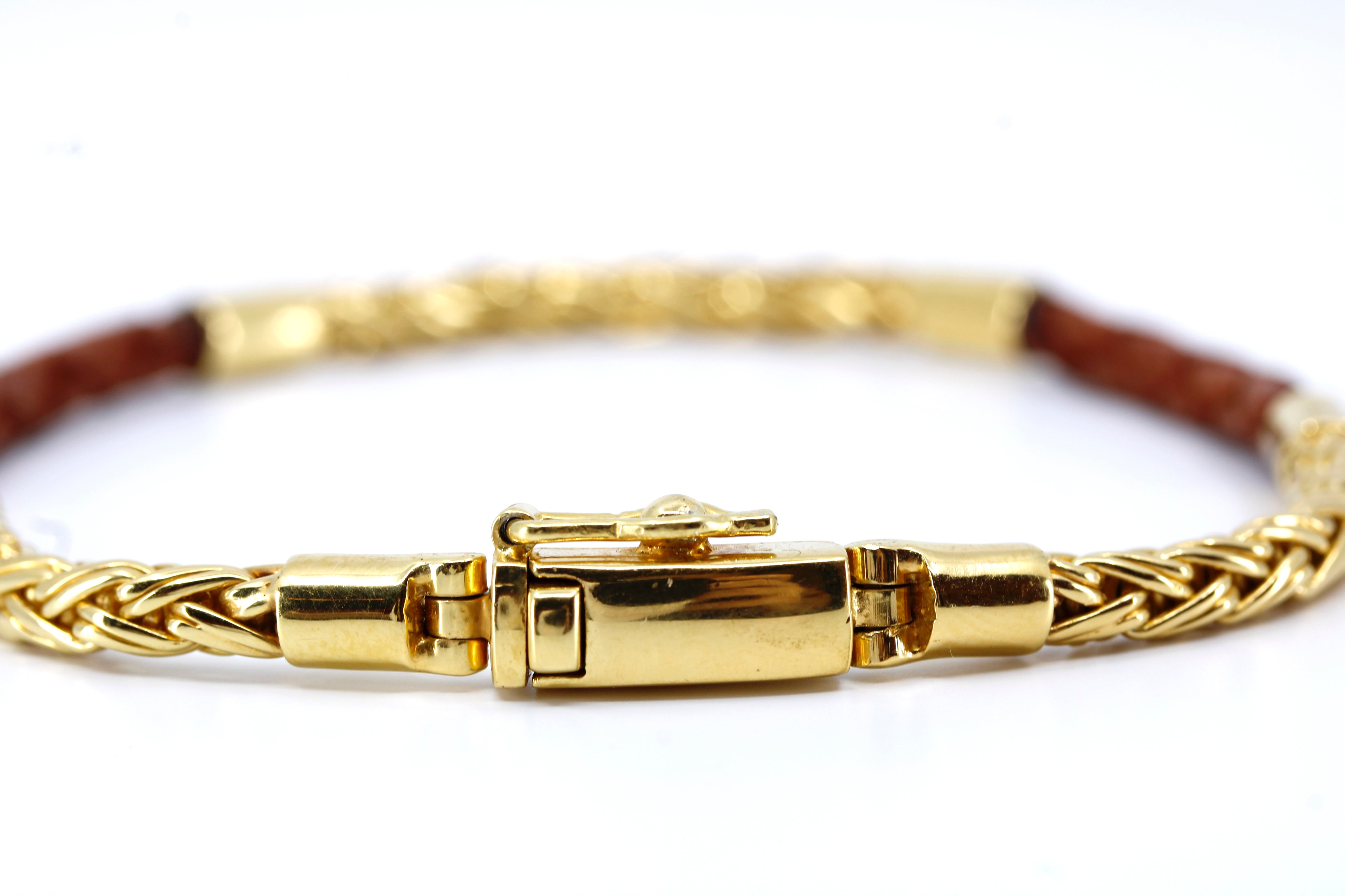 NOVA 18K Gold Vermeil Braided Chain & Leather Bracelet