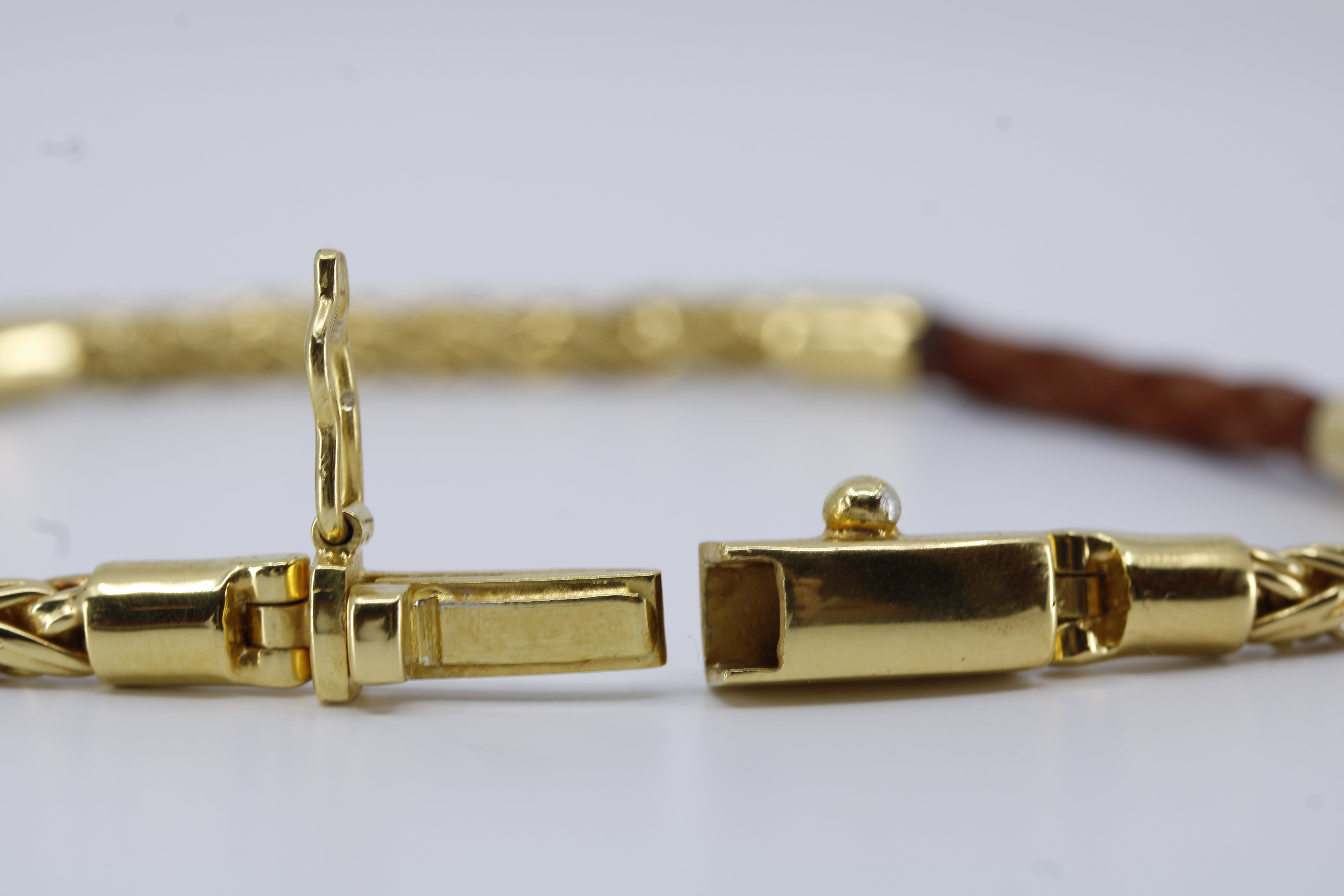 Casa Bali 18K Gold Vermeil Braided Chain & Leather Bracelet