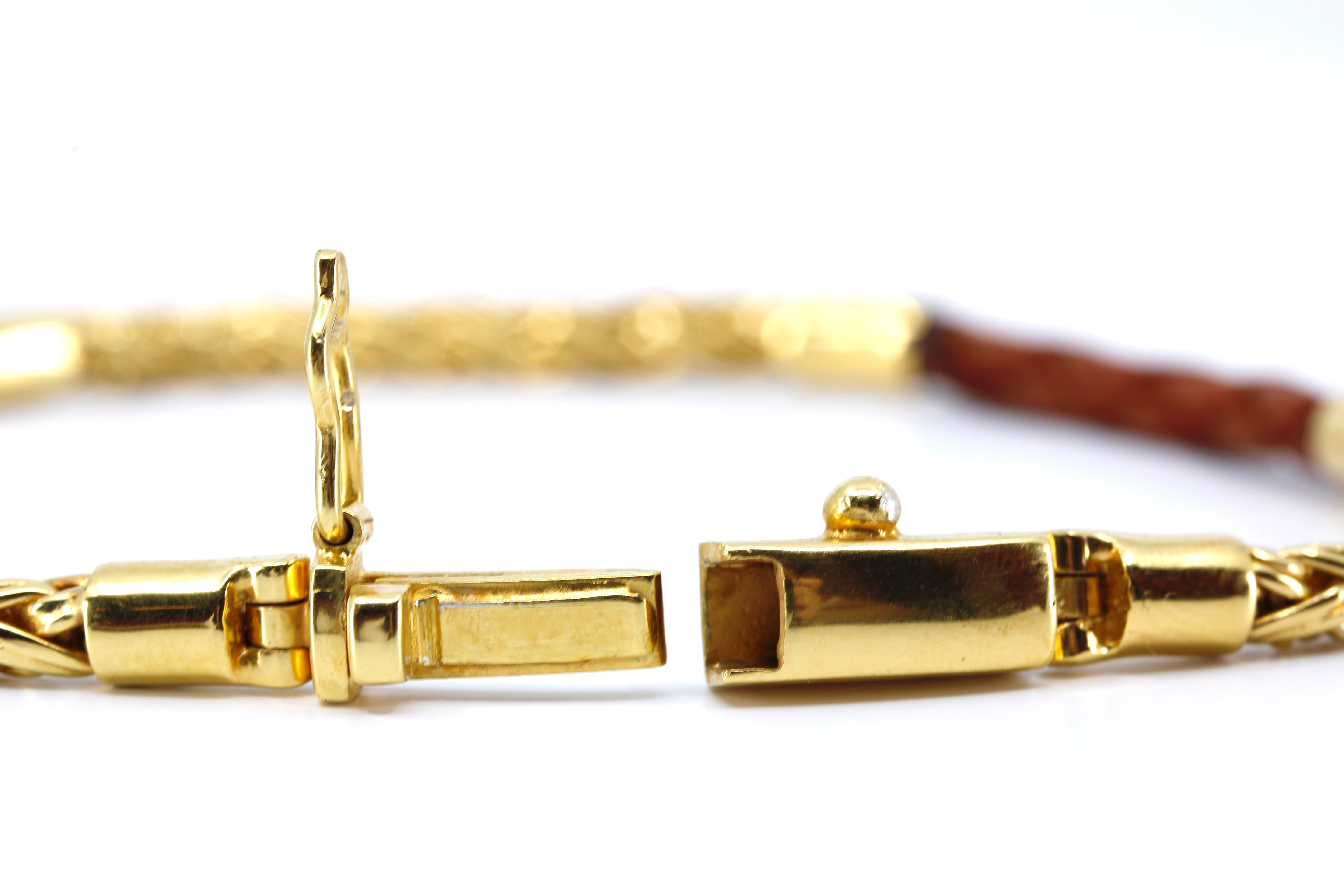 NOVA 18K Gold Vermeil Braided Chain & Leather Bracelet