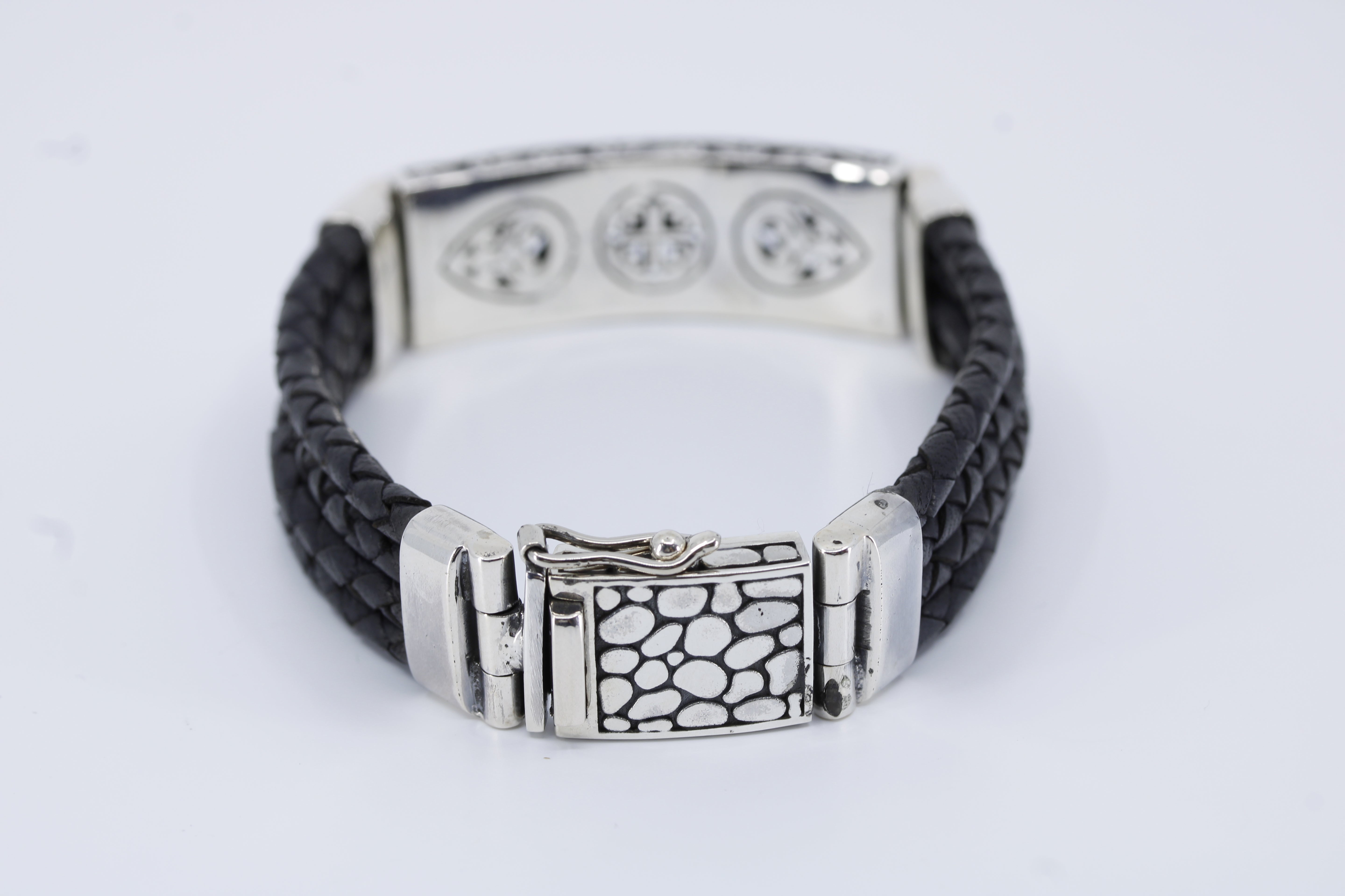 Casa Bali Sculpted Bar Black Leather Bracelet