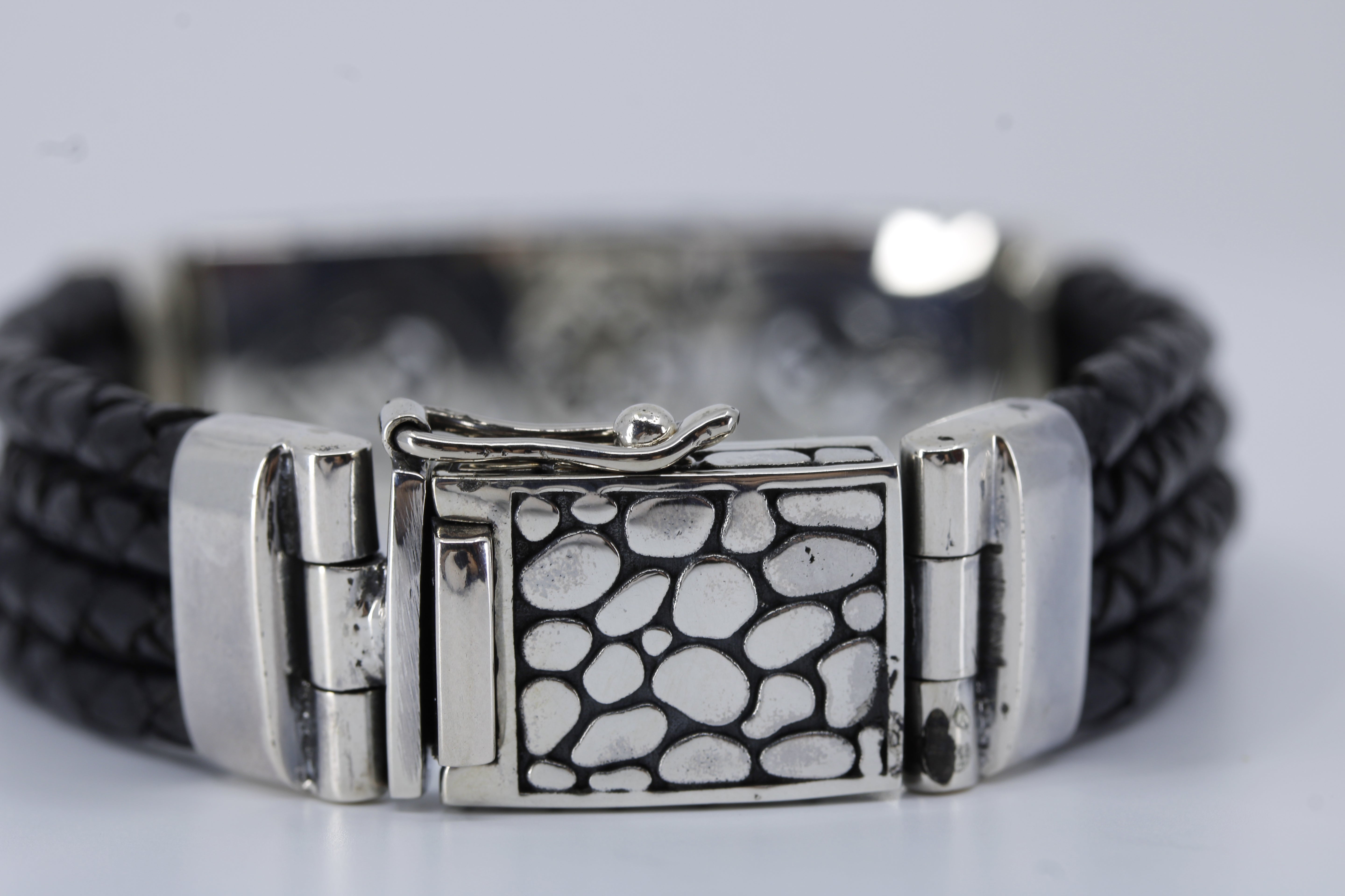 Casa Bali Sculpted Bar Black Leather Bracelet