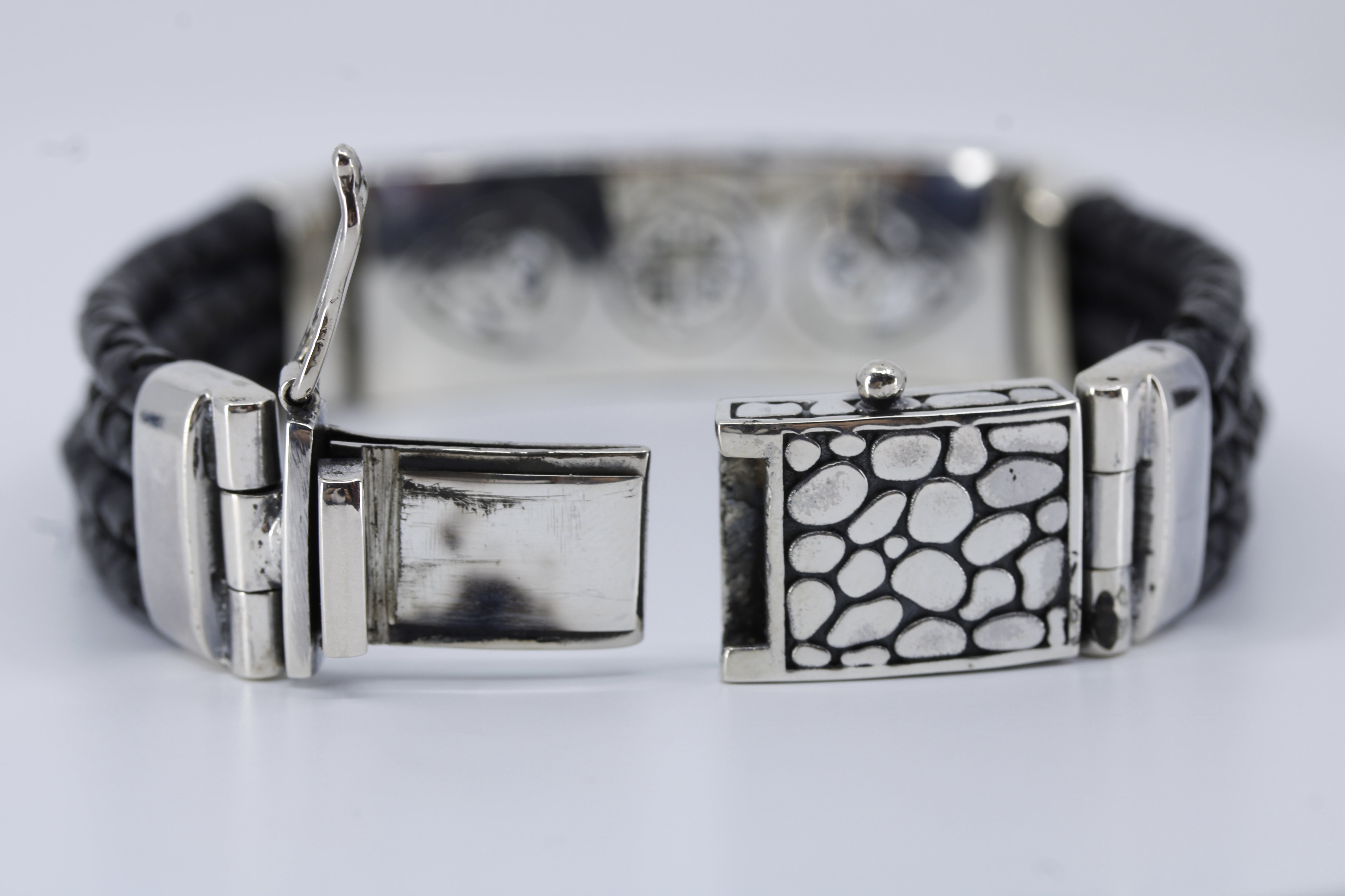 Casa Bali Sculpted Bar Black Leather Bracelet