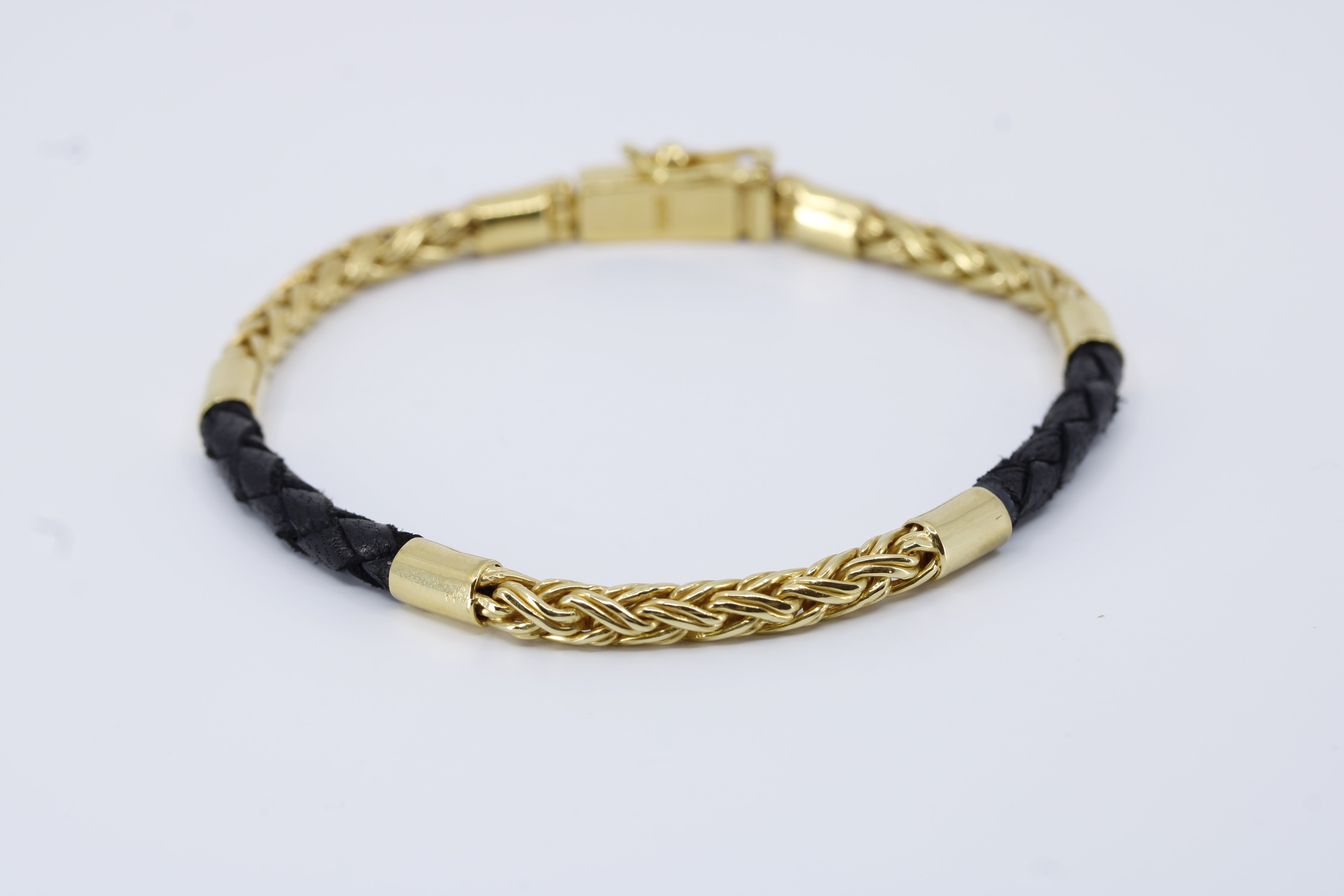 Casa Bali 18K Gold Vermeil Braided Chain & Leather Bracelet