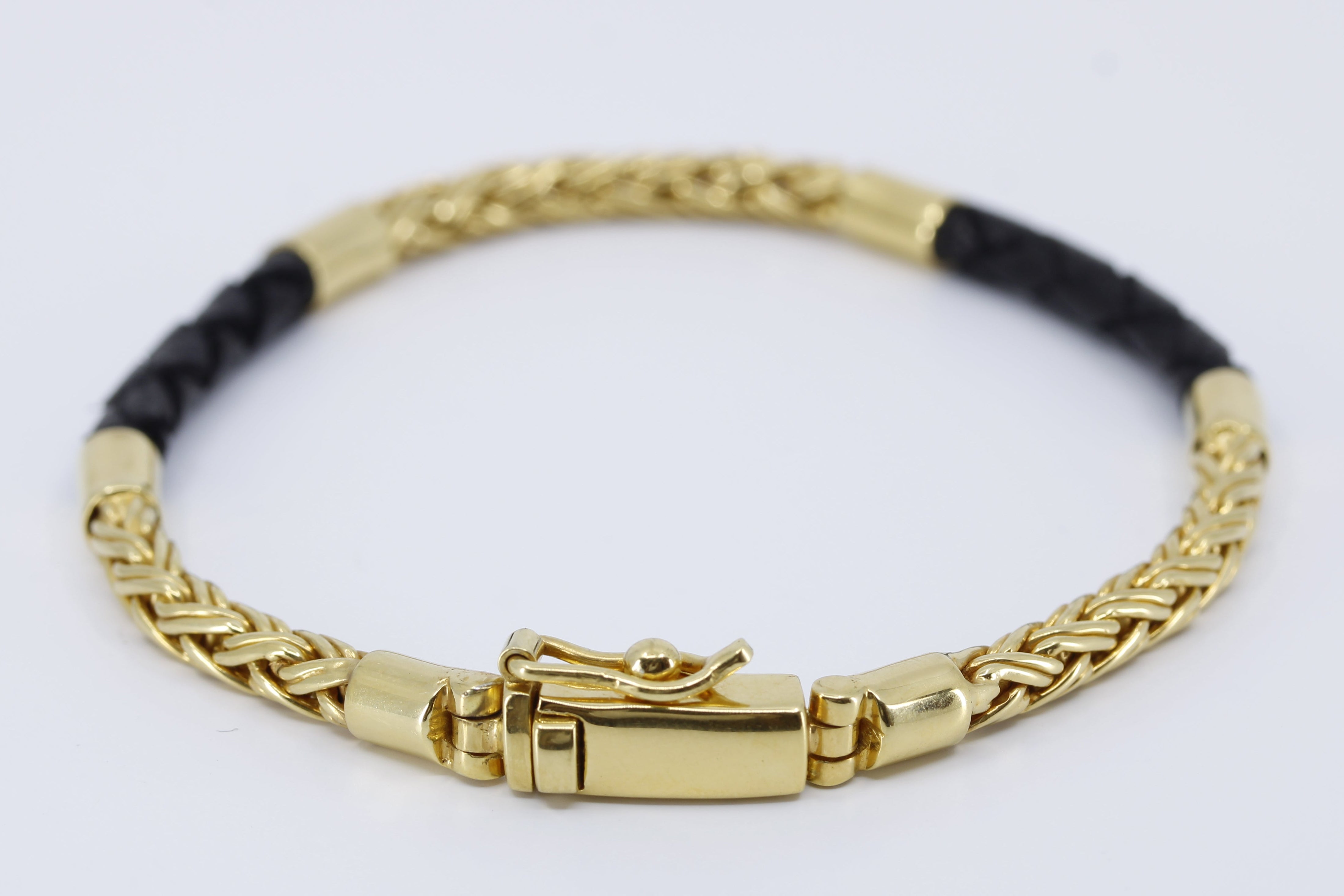 NOVA 18K Gold Vermeil Braided Chain & Leather Bracelet