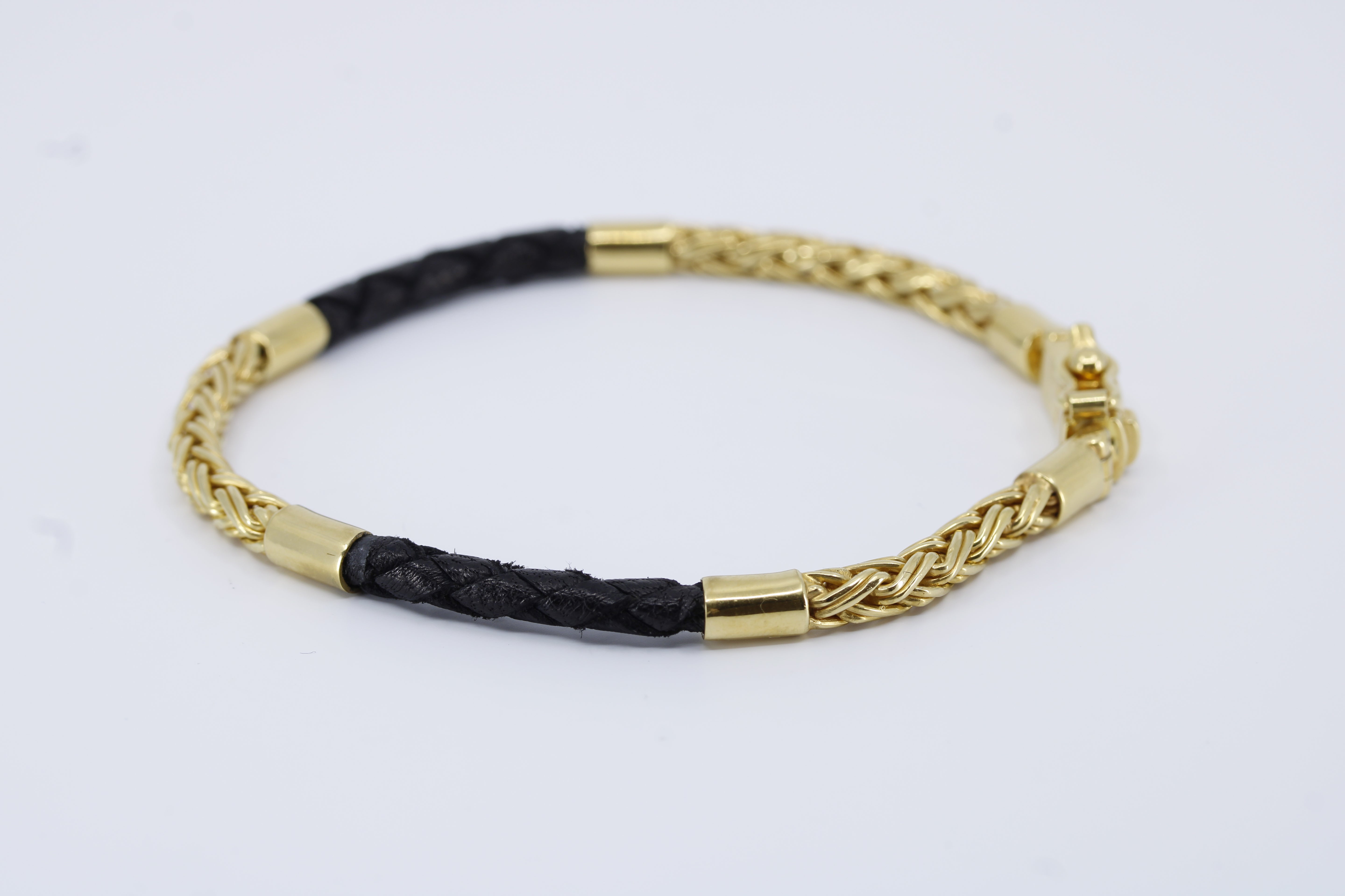 Casa Bali 18K Gold Vermeil Braided Chain & Leather Bracelet