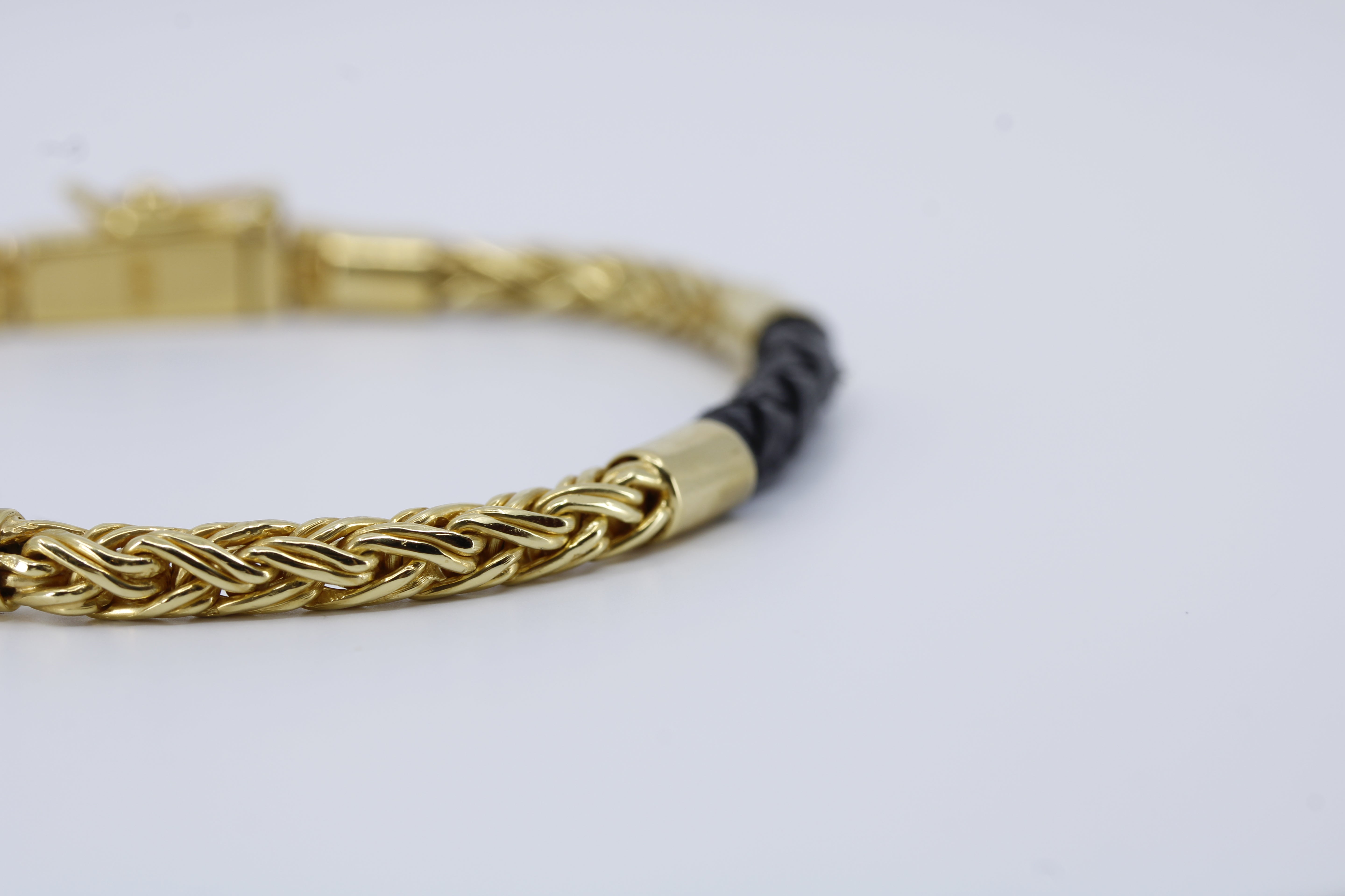 Casa Bali 18K Gold Vermeil Braided Chain & Leather Bracelet