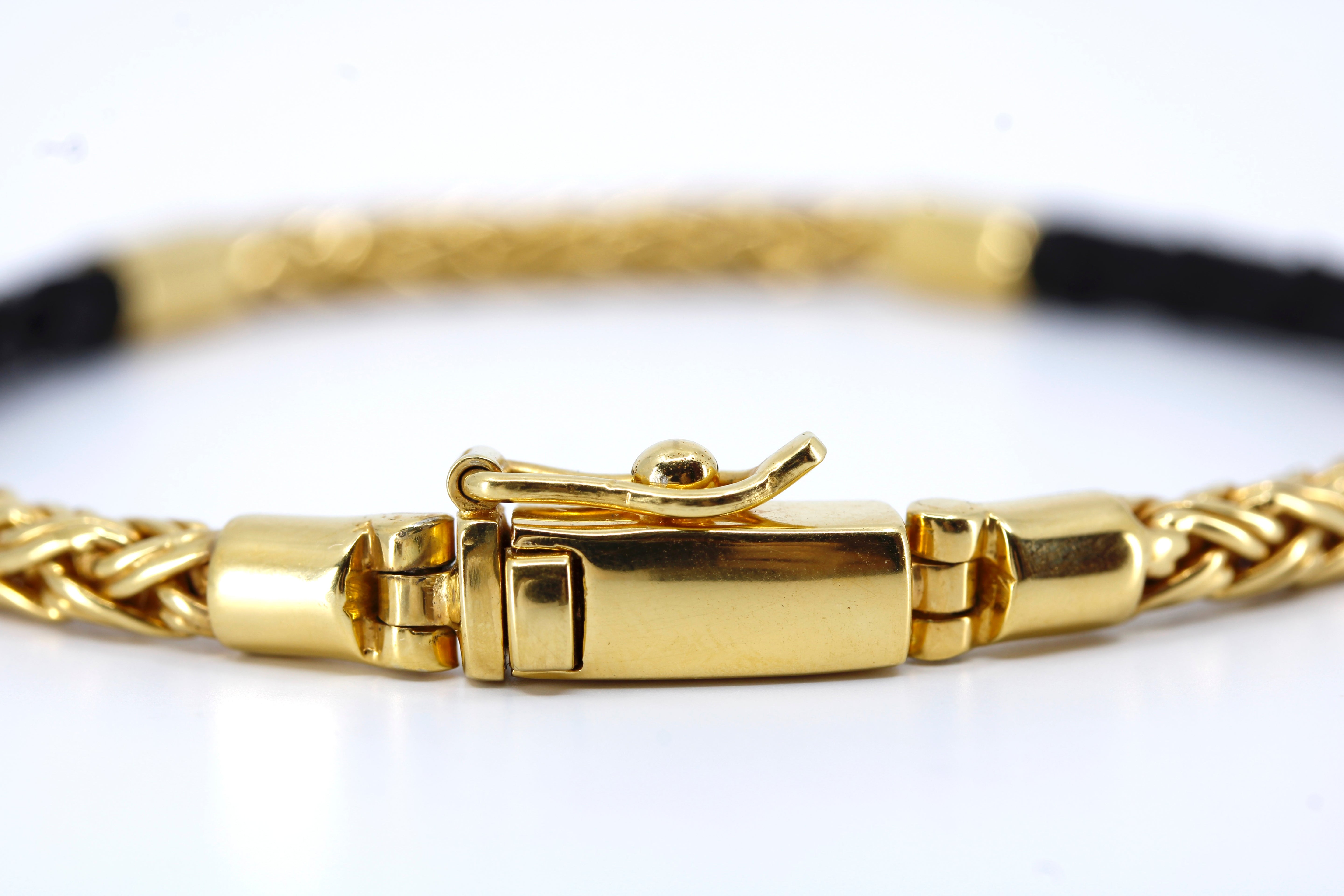 NOVA 18K Gold Vermeil Braided Chain & Leather Bracelet