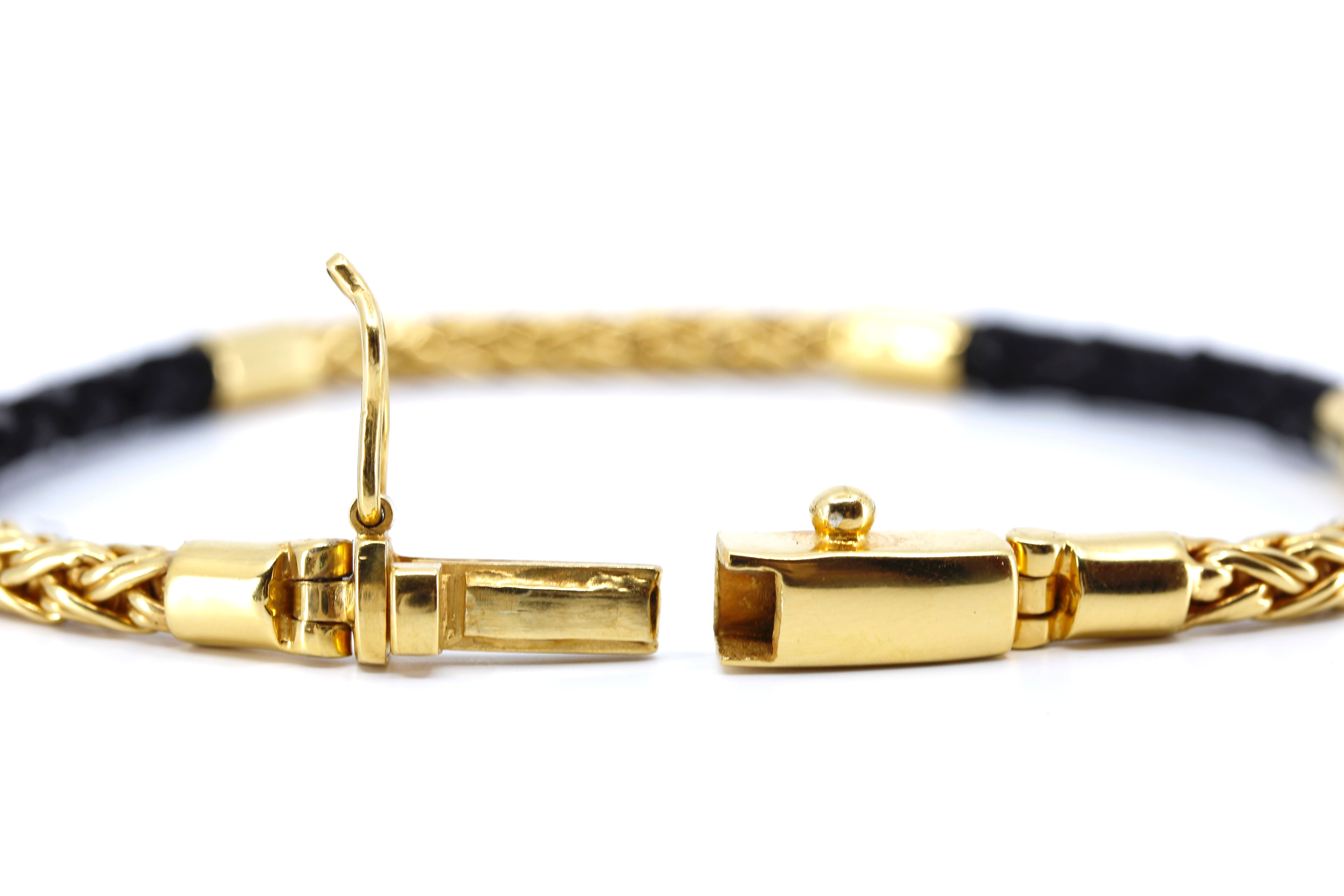 NOVA 18K Gold Vermeil Braided Chain & Leather Bracelet