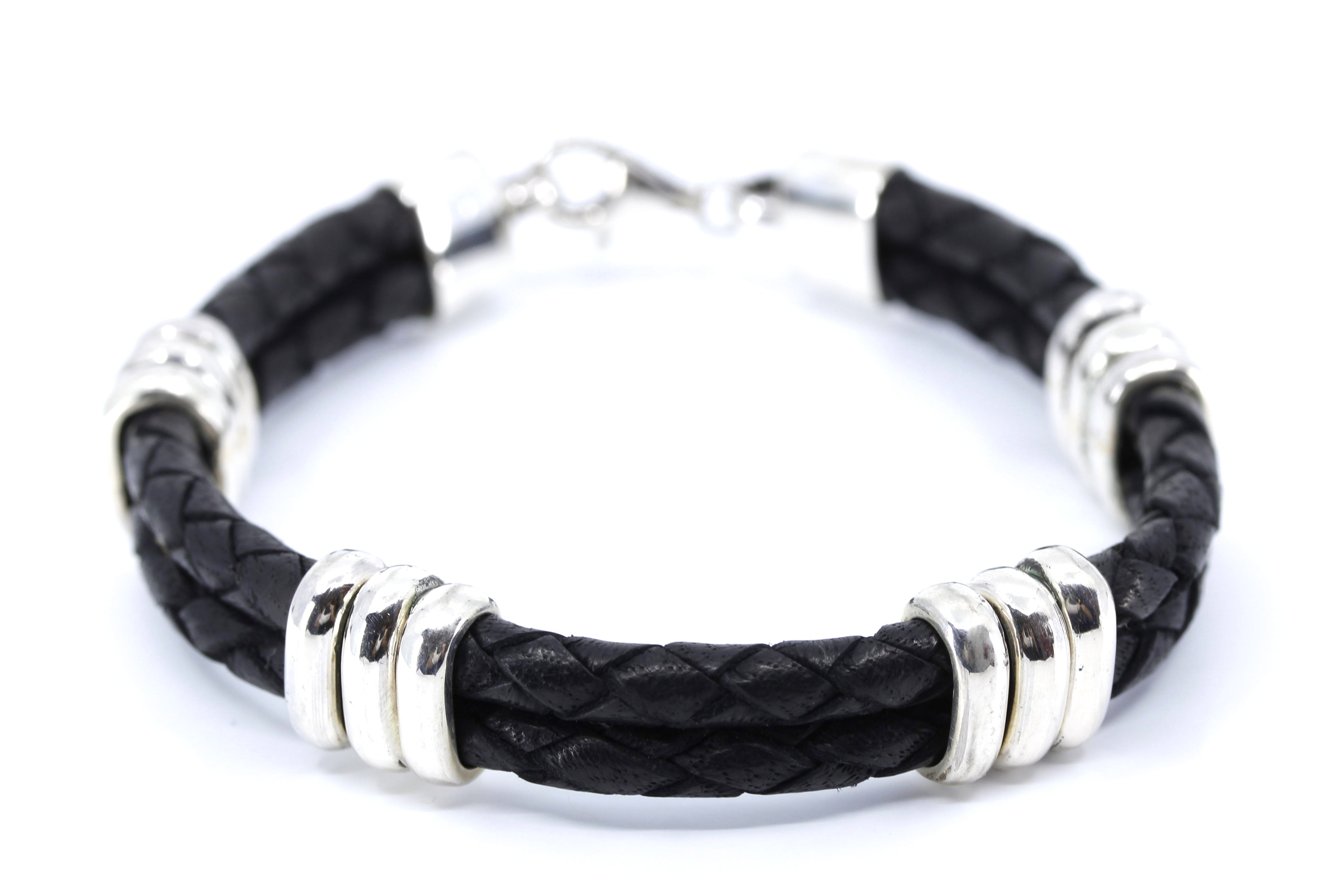 NOVA Braided Leather Bracelet with Tri Accent