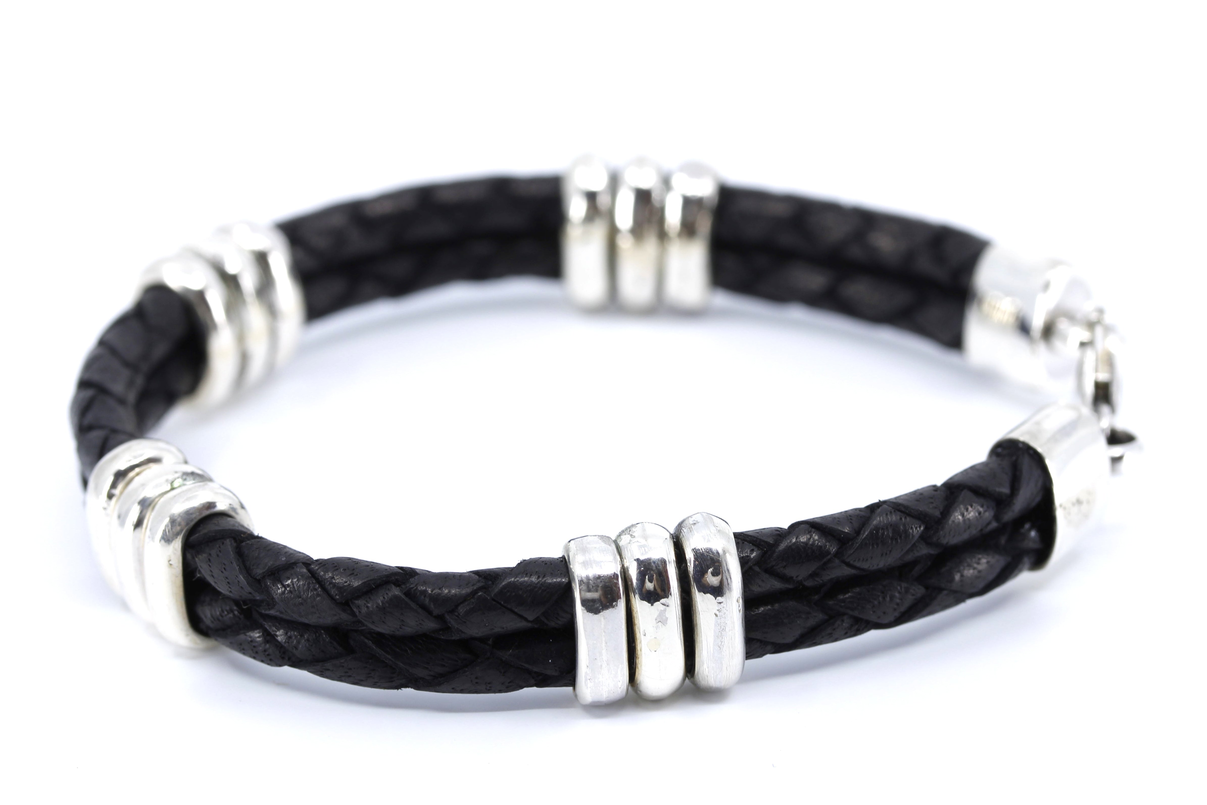NOVA Braided Leather Bracelet with Tri Accent
