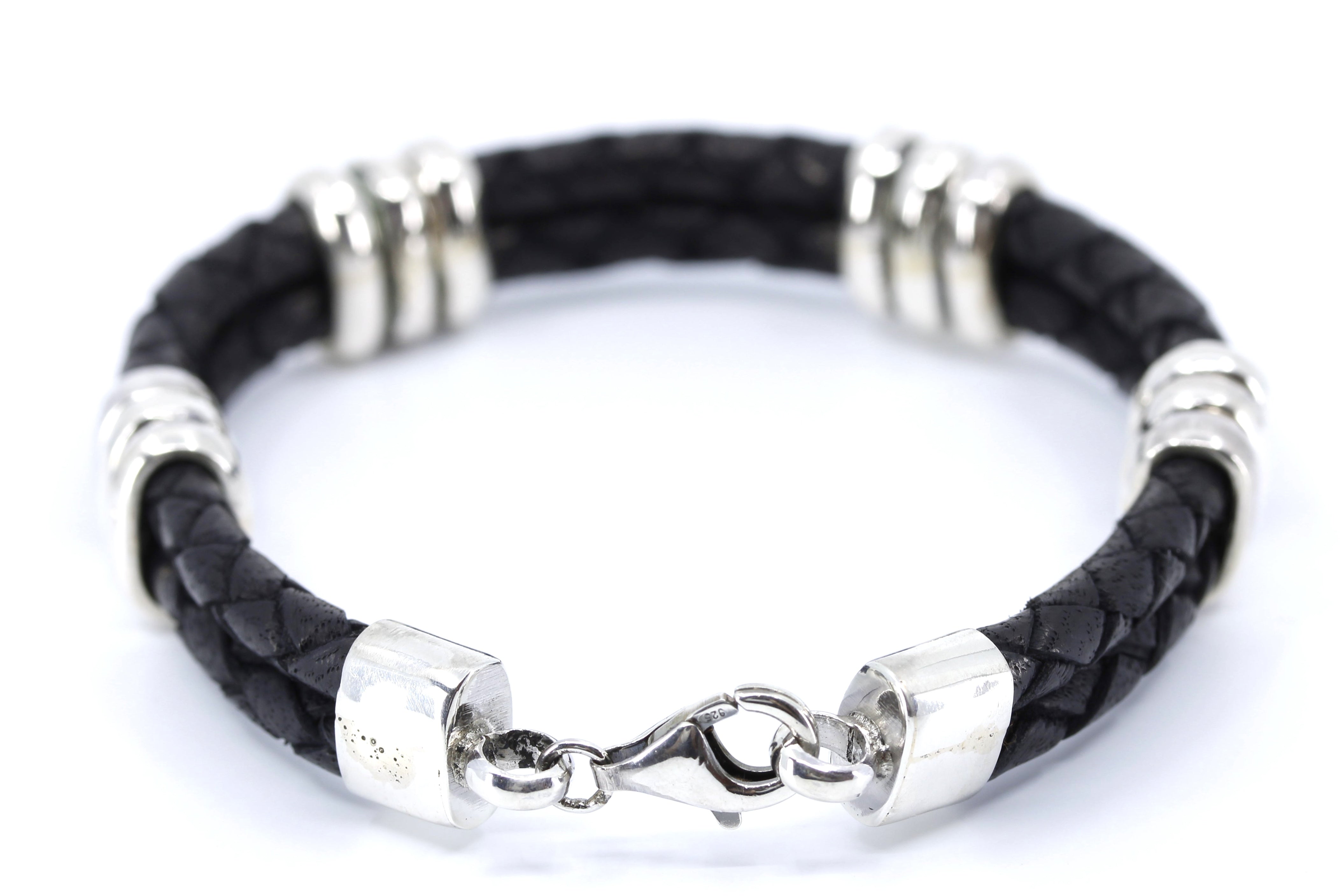 NOVA Braided Leather Bracelet with Tri Accent