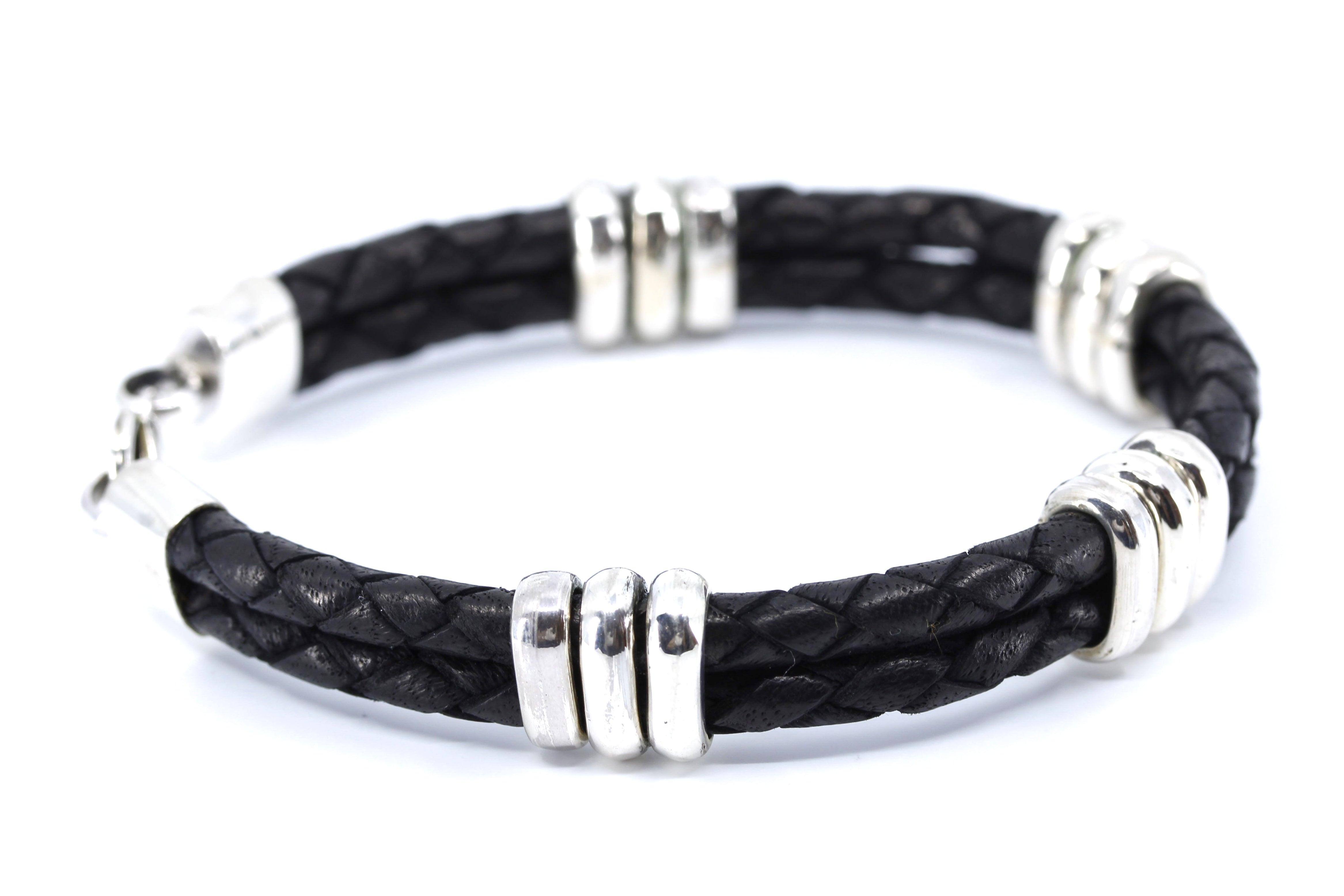 NOVA Braided Leather Bracelet with Tri Accent