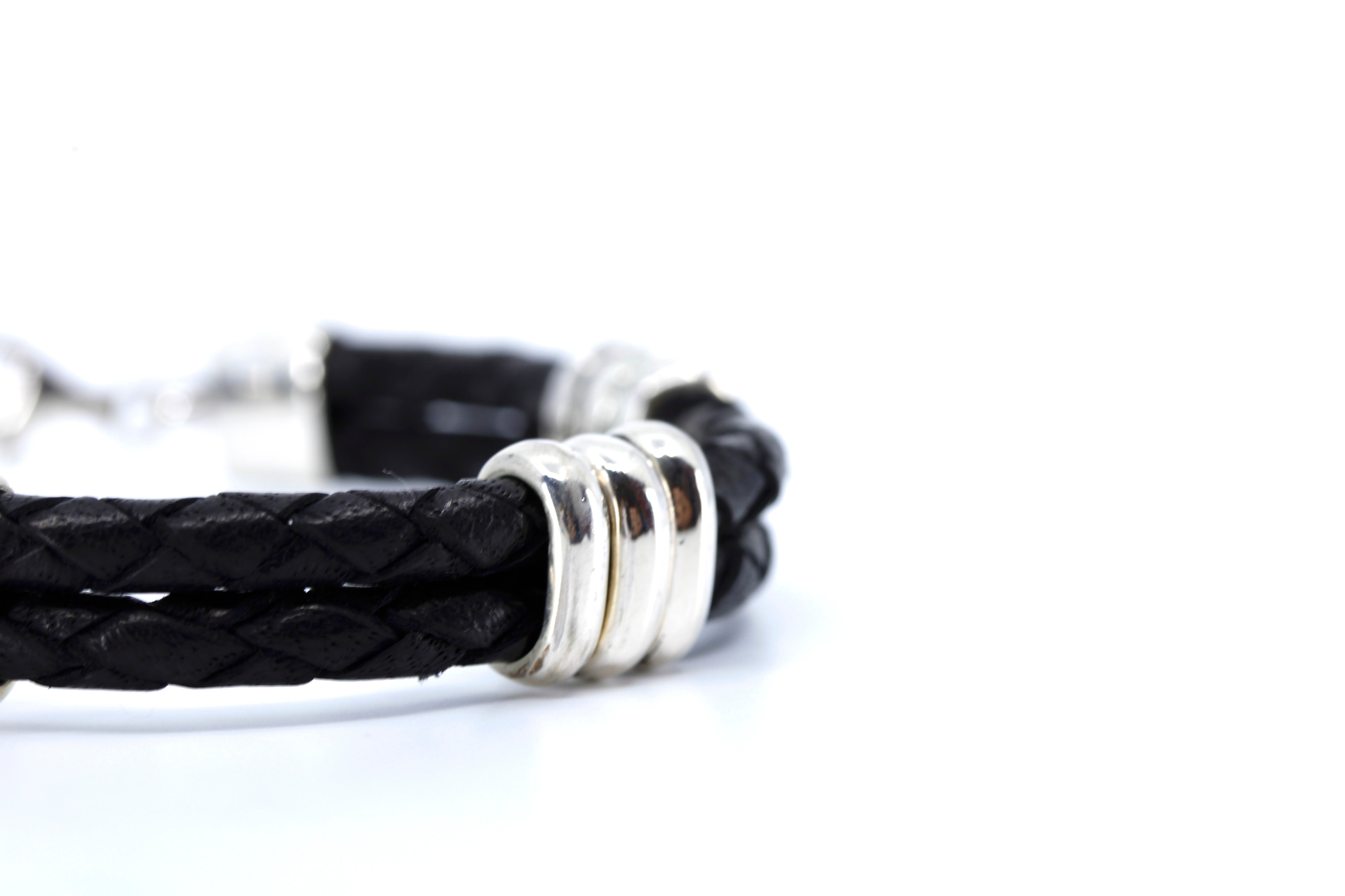 NOVA Braided Leather Bracelet with Tri Accent