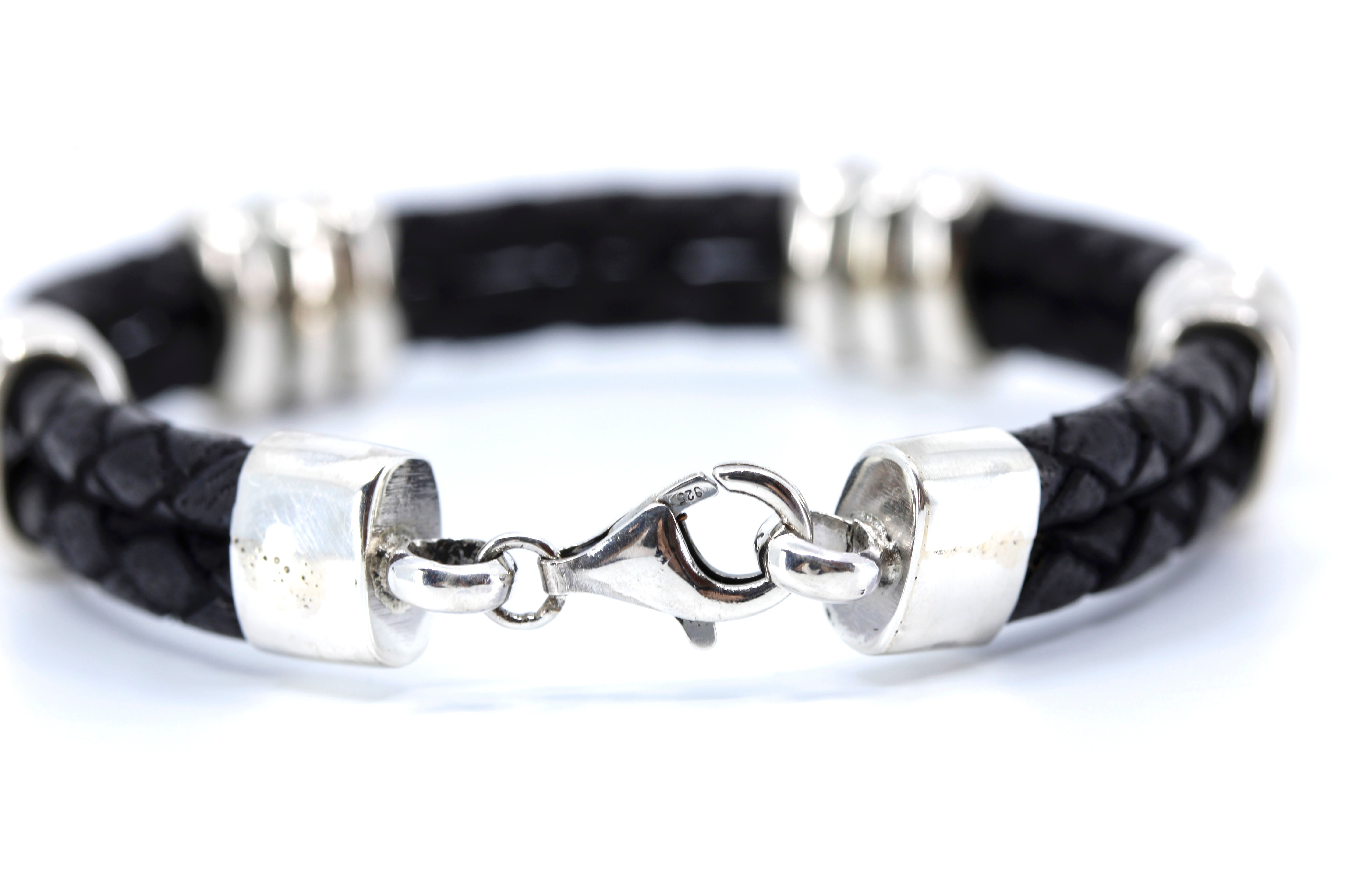 NOVA Braided Leather Bracelet with Tri Accent