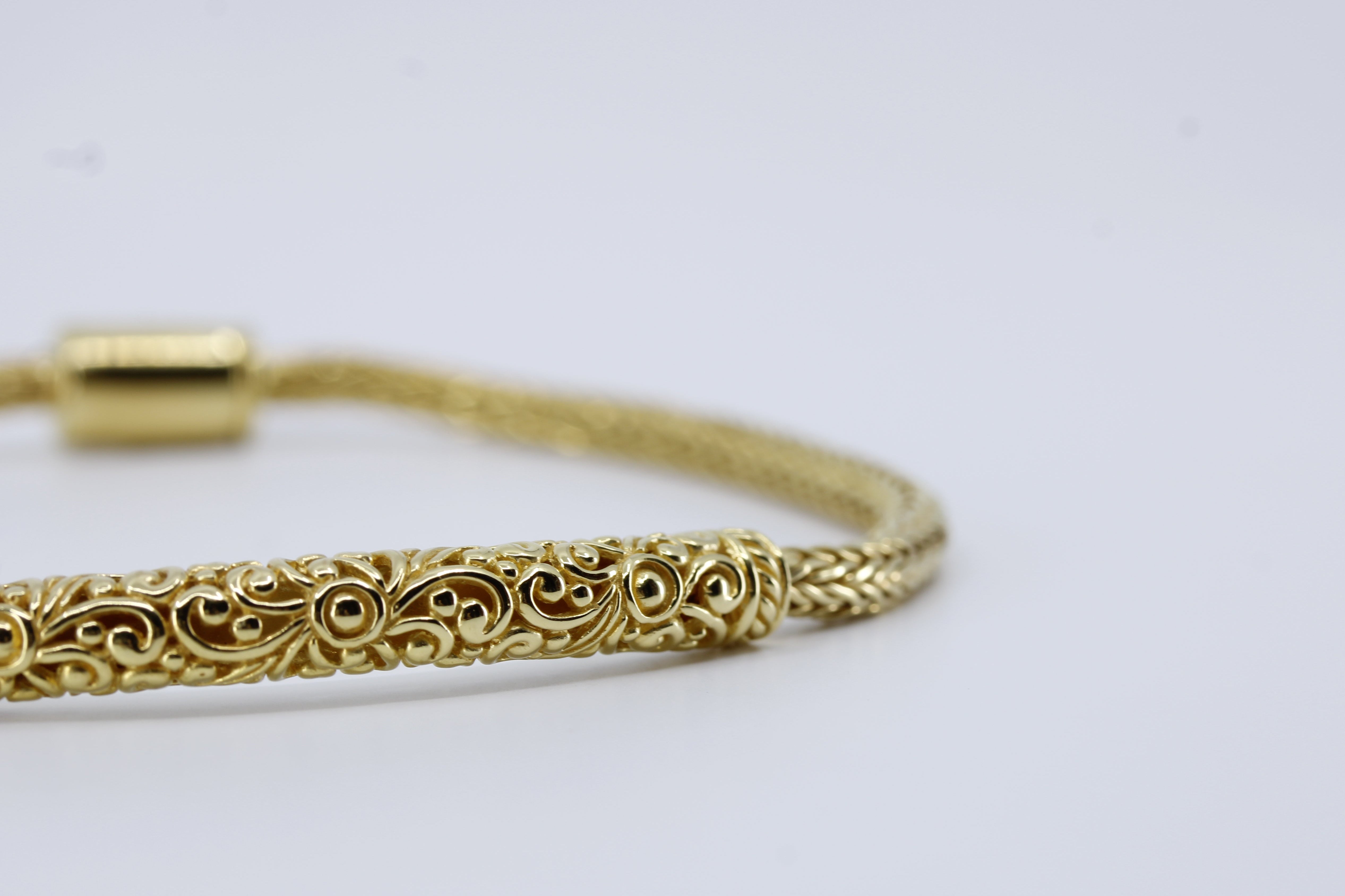 SREYA 18K Gold Vermeil Carved Station Bracelet