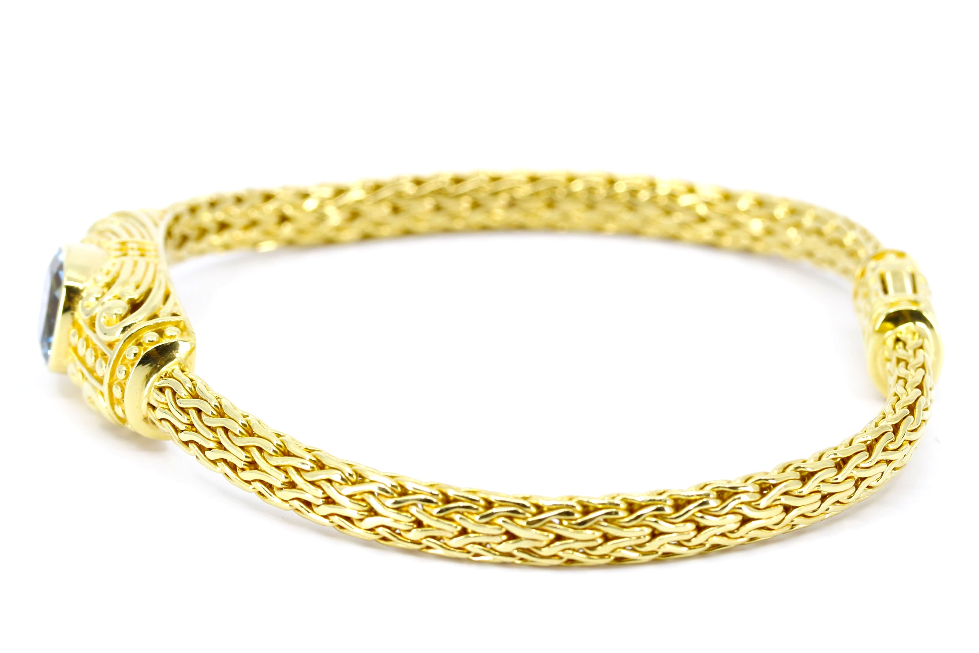 ALBA 18K Gold Vermeil Woven Station Bracelet with Blue Topaz