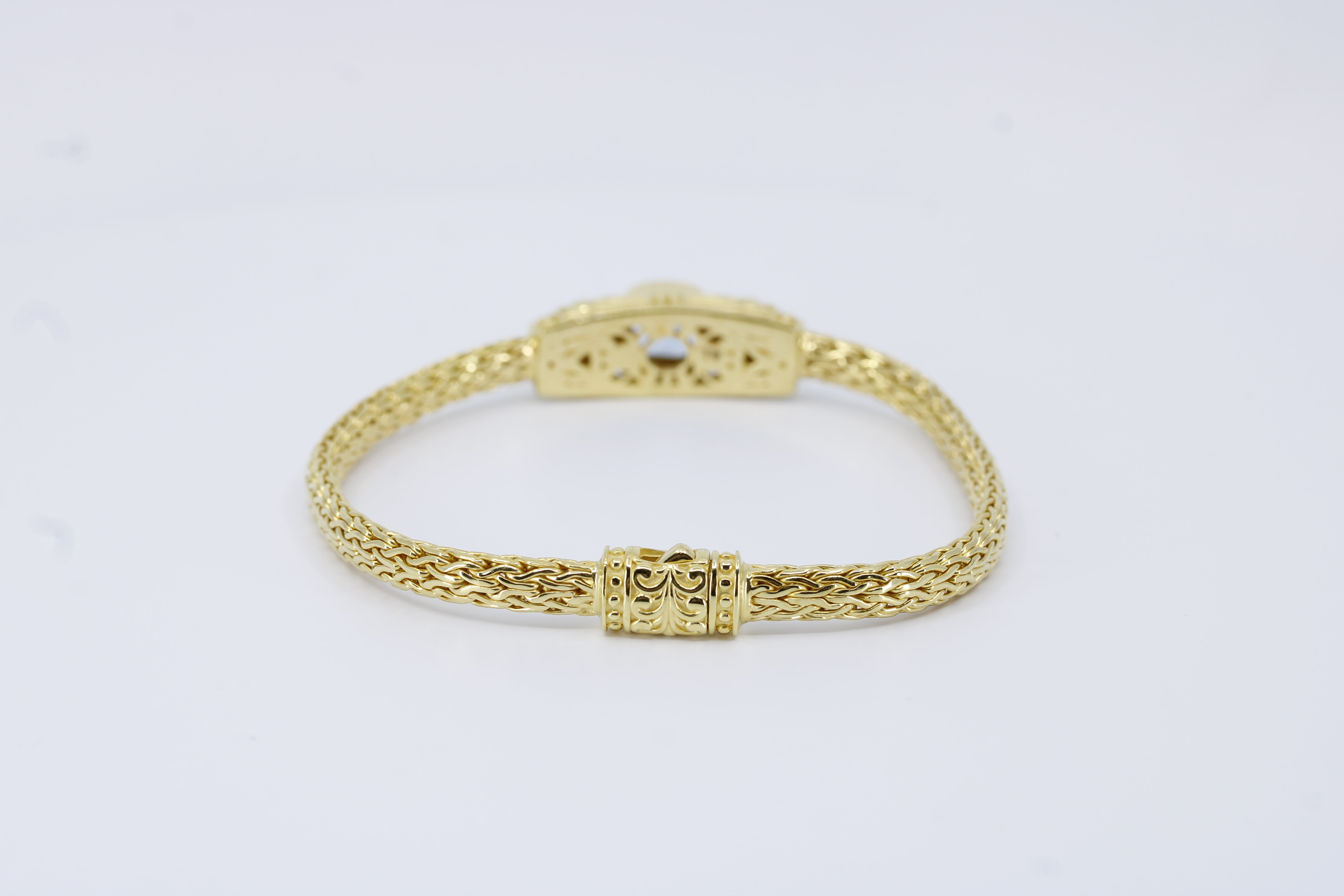 Casa Bali 18K Gold Vermeil Woven Station Bracelet with Blue Topaz