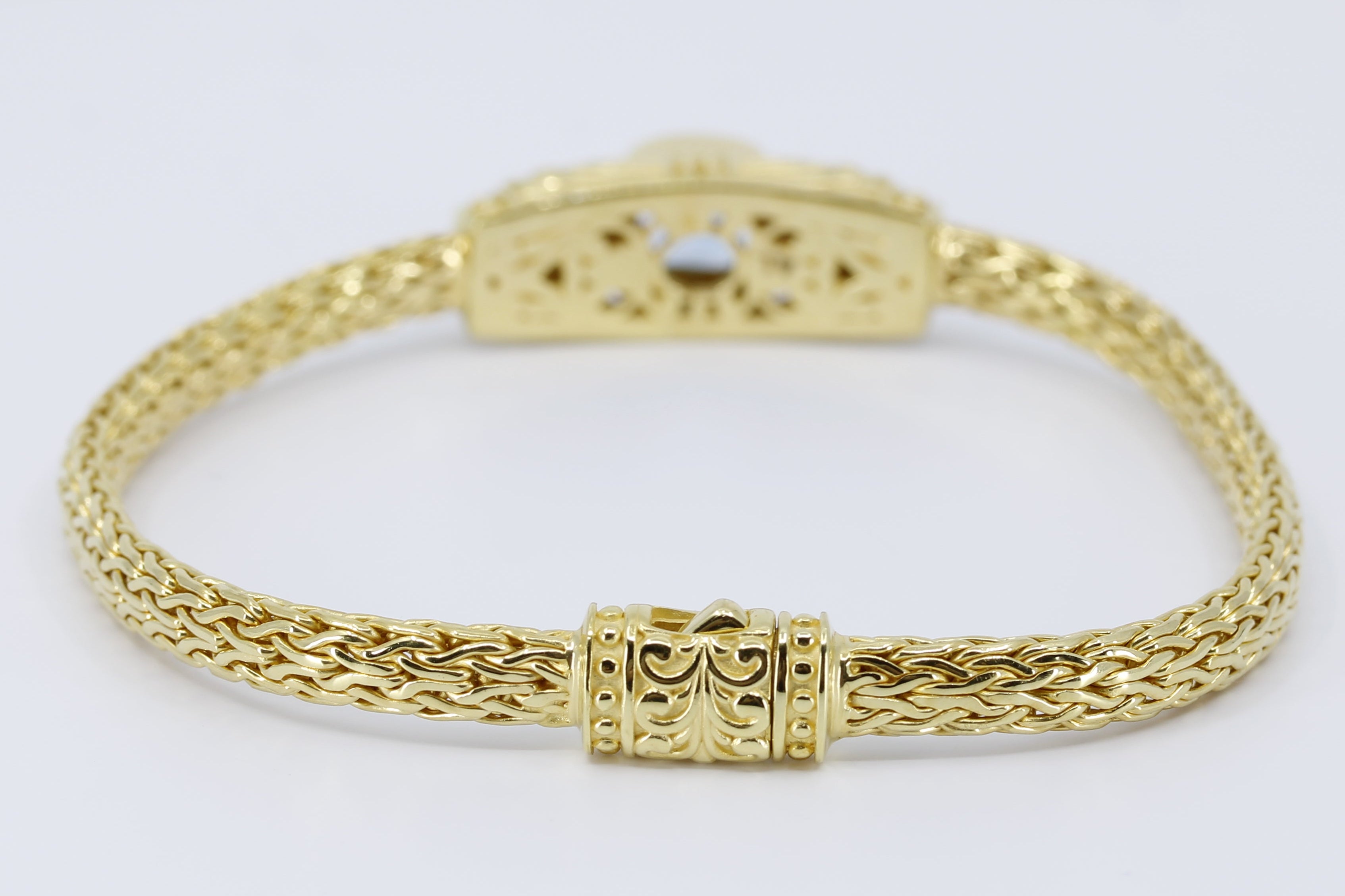 ALBA 18K Gold Vermeil Woven Station Bracelet with Blue Topaz