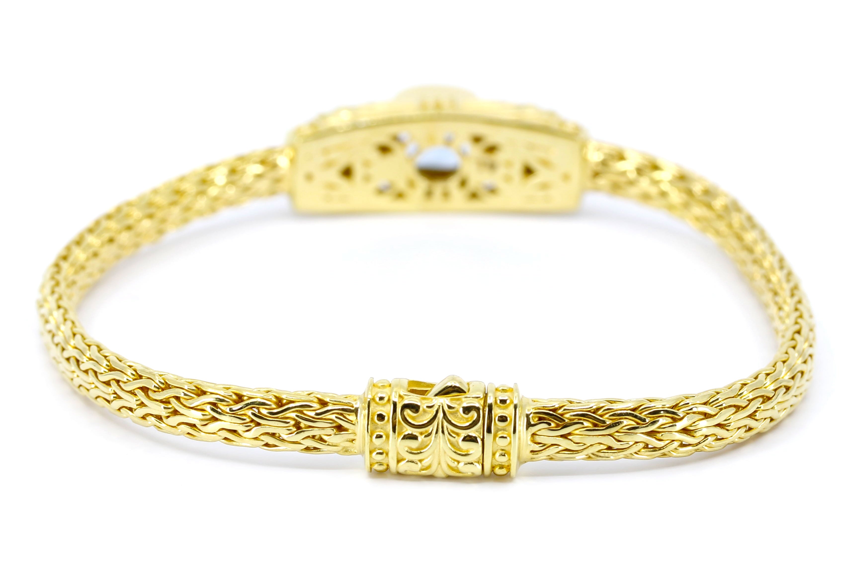 ALBA 18K Gold Vermeil Woven Station Bracelet with Blue Topaz