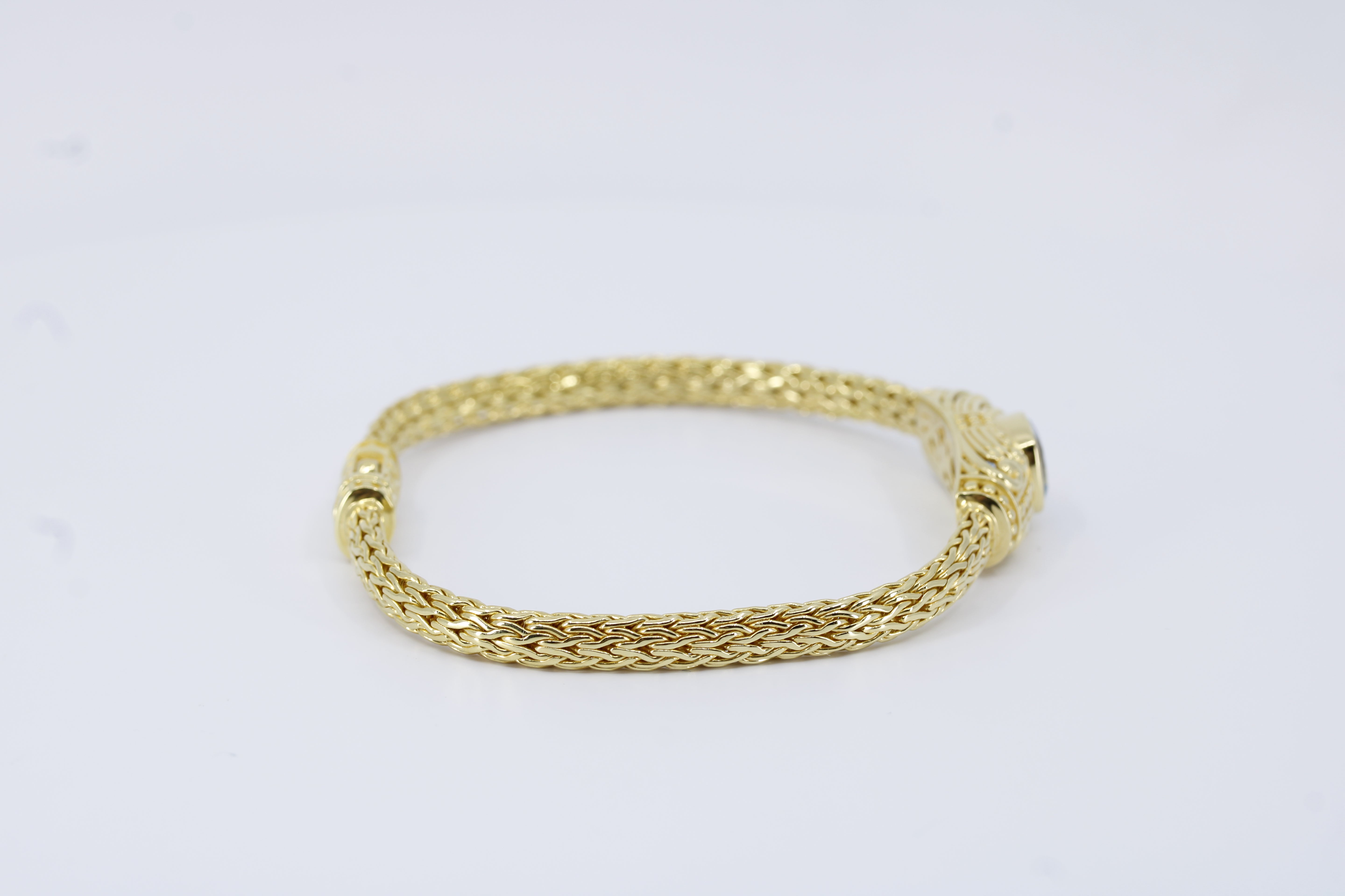Casa Bali 18K Gold Vermeil Woven Station Bracelet with Blue Topaz