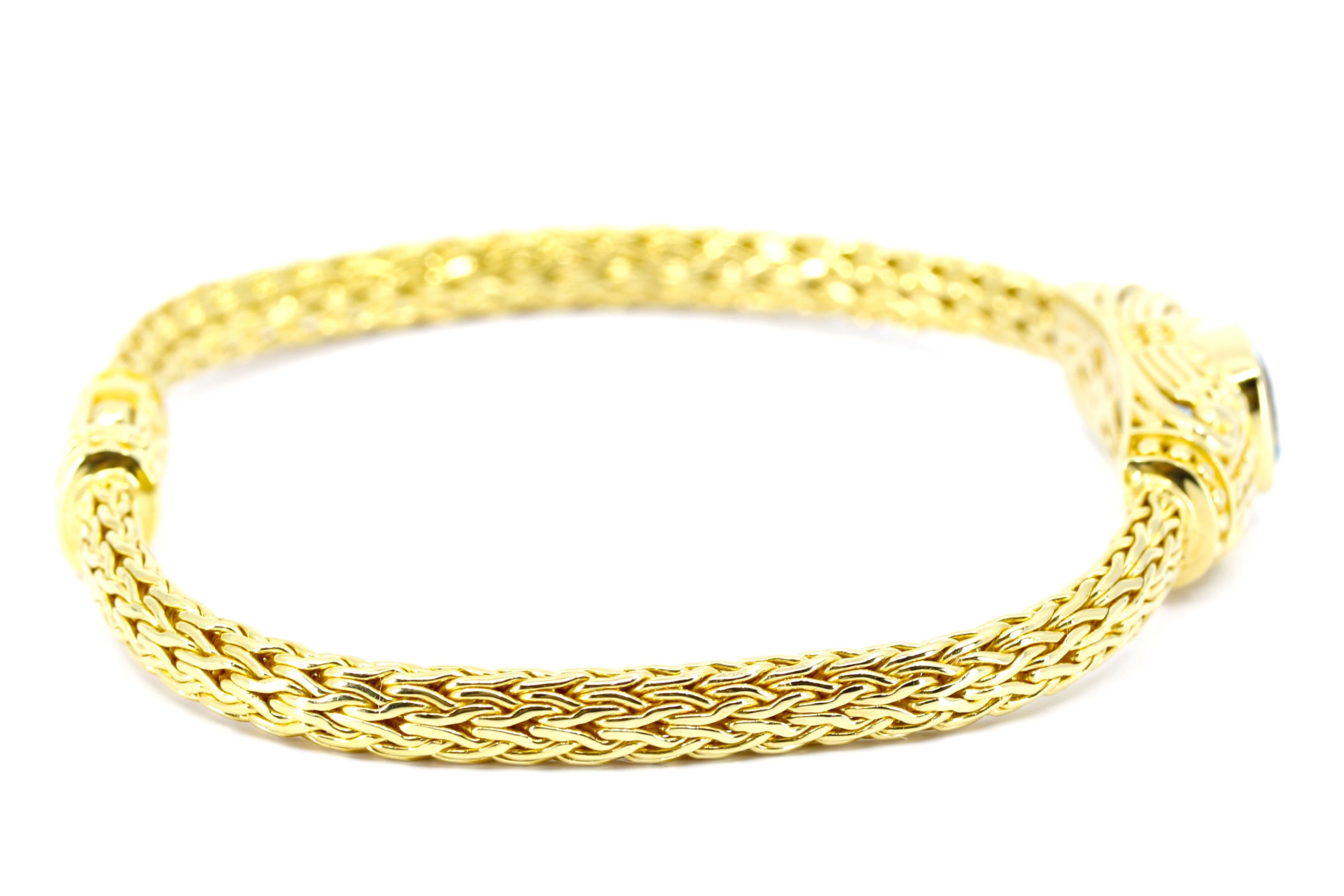 ALBA 18K Gold Vermeil Woven Station Bracelet with Blue Topaz
