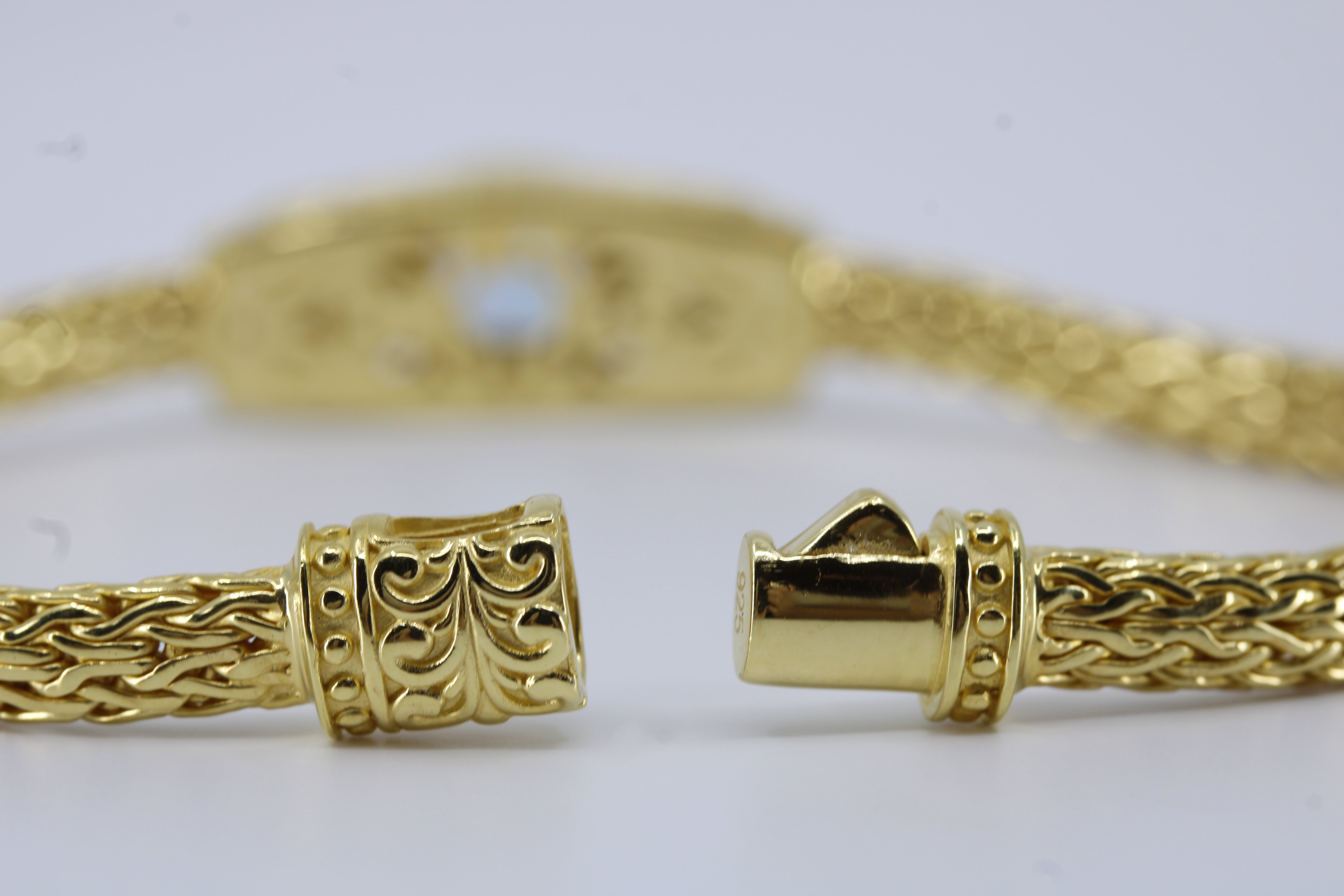 Casa Bali 18K Gold Vermeil Woven Station Bracelet with Blue Topaz