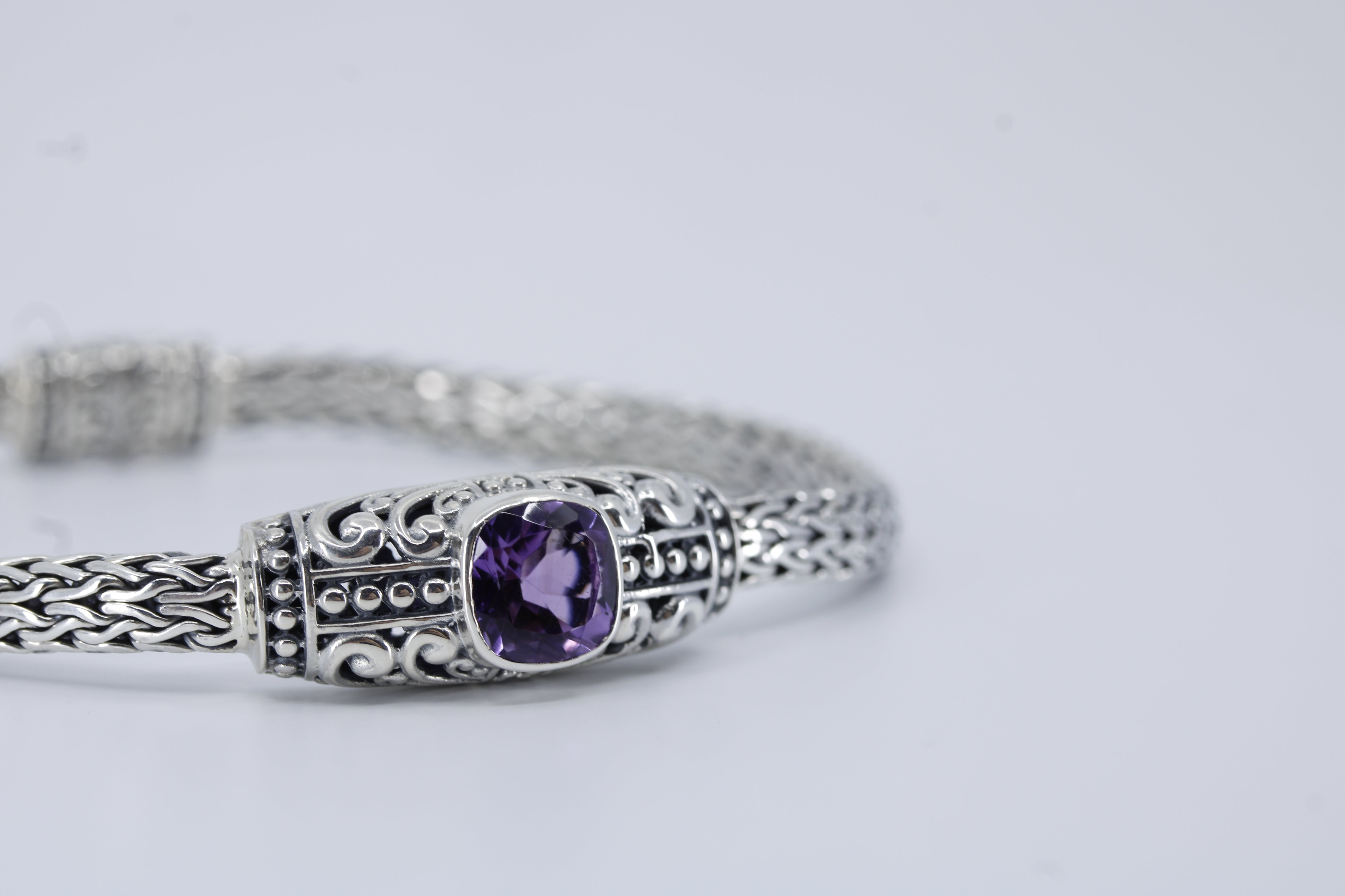 Casa Bali Woven Station Bracelet with Amethyst