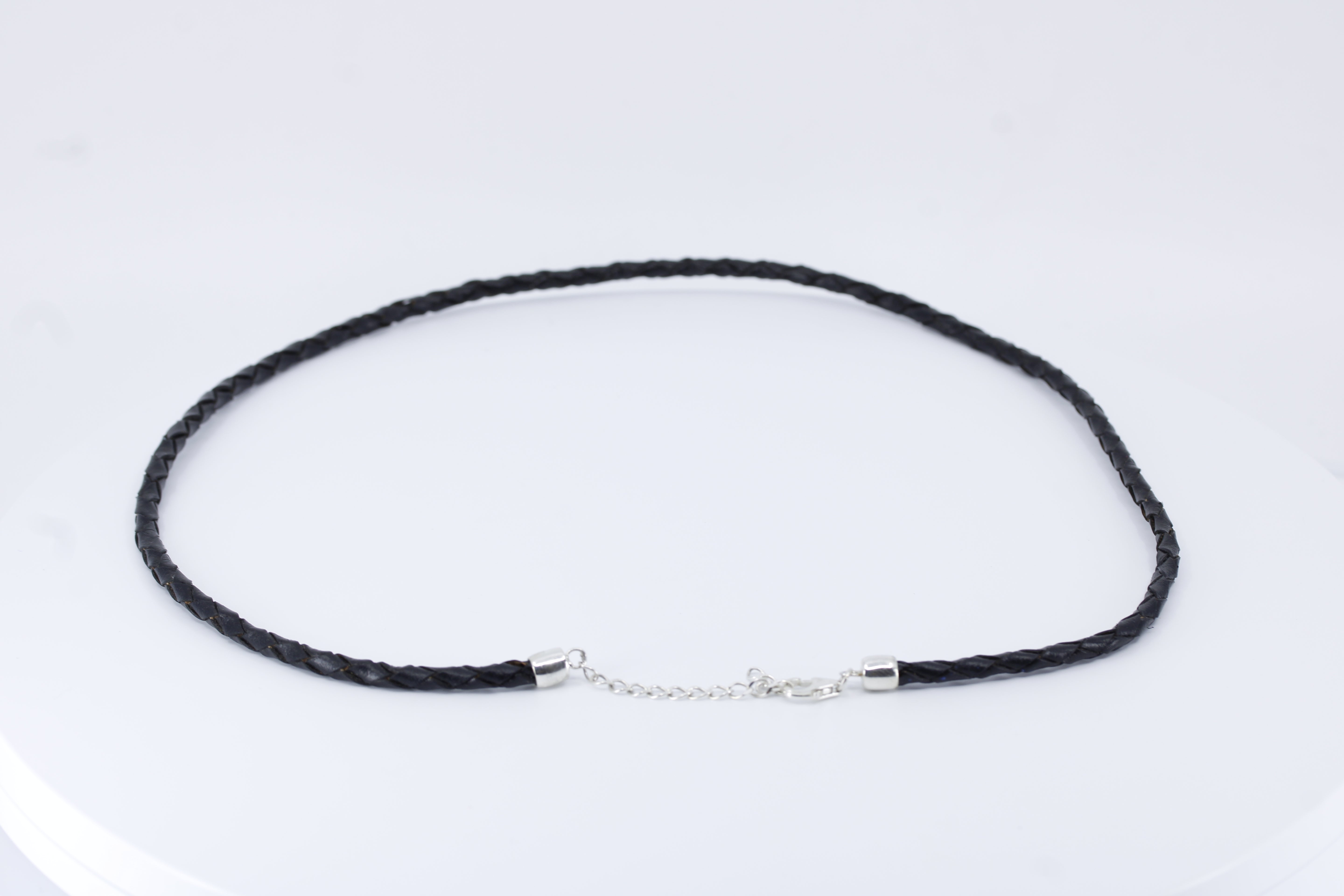 Linea Black Leather Cord Necklace with Sterling Silver