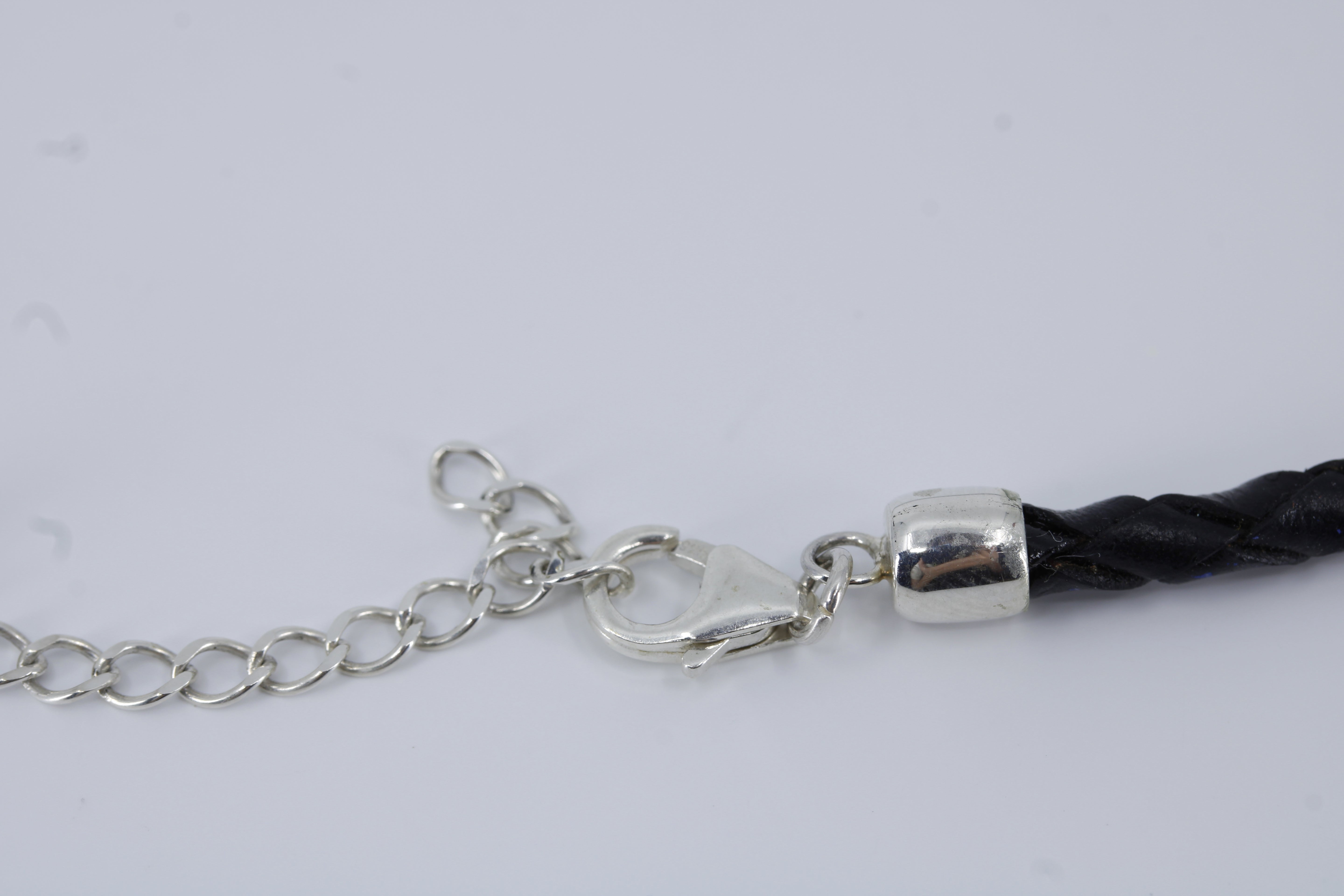 Linea Black Leather Cord Necklace with Sterling Silver