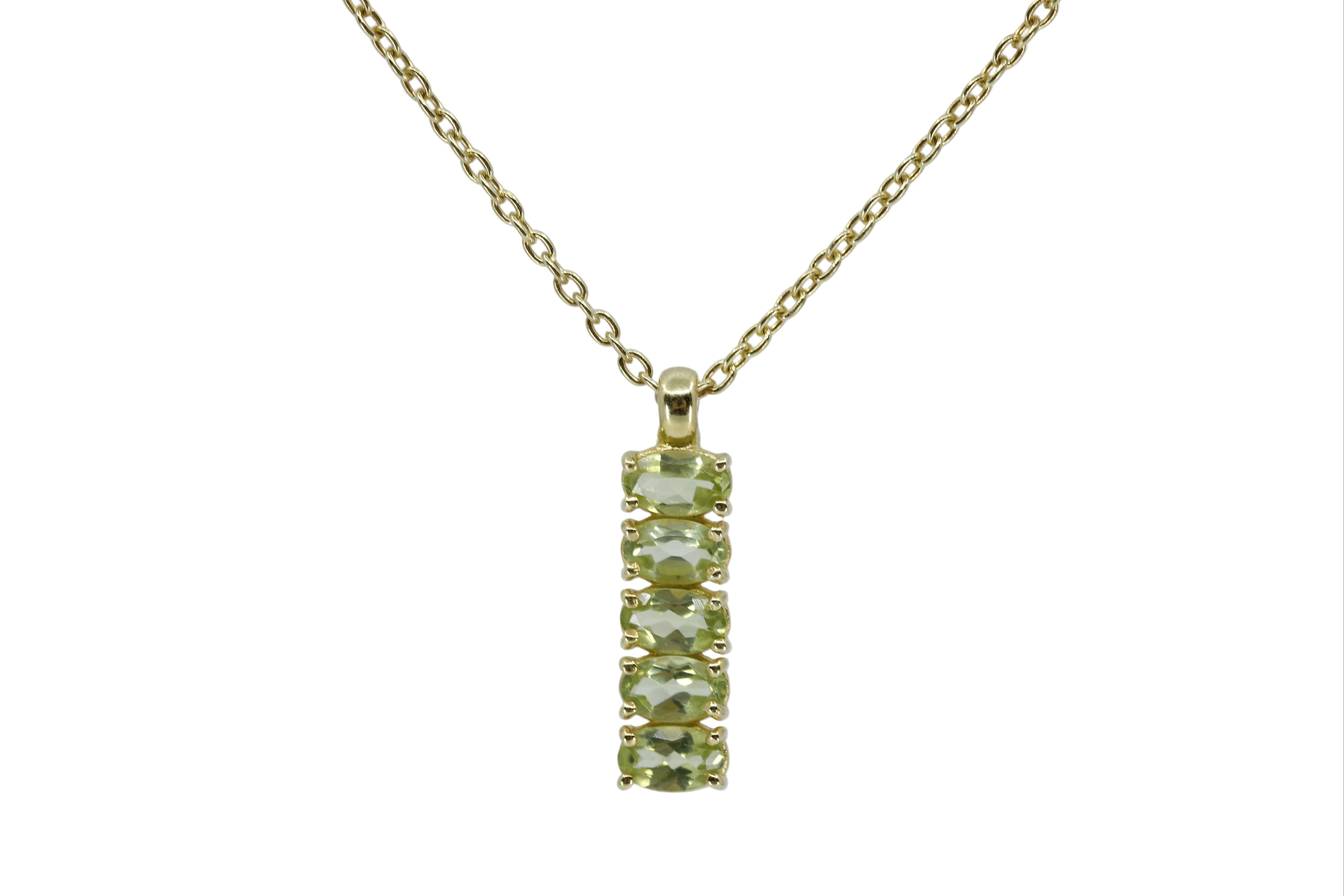 AURORA Peridot Bar Pendant Necklace
