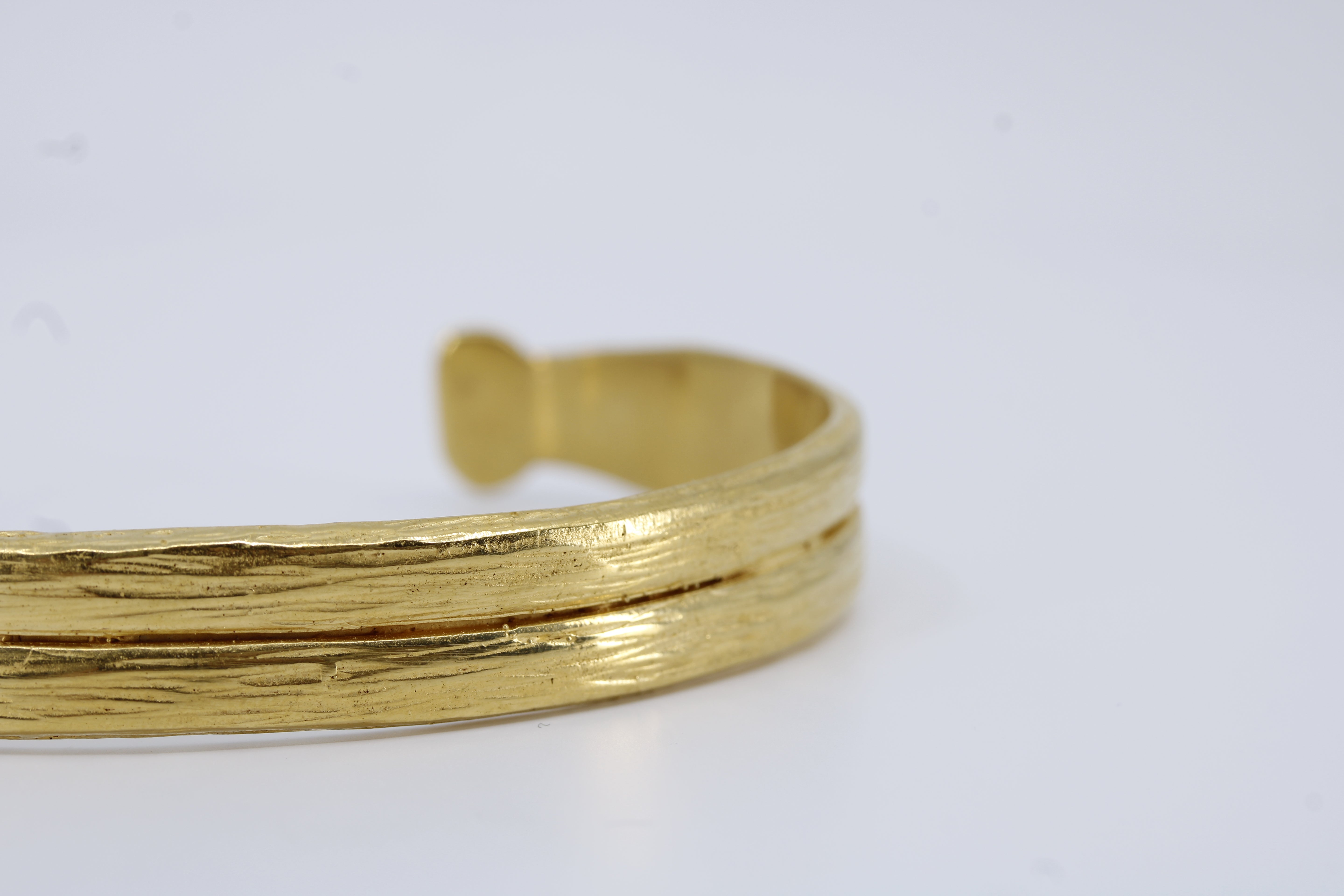 AL CANAL 18K Gold Vermeil Two Row Cuff Bracelet