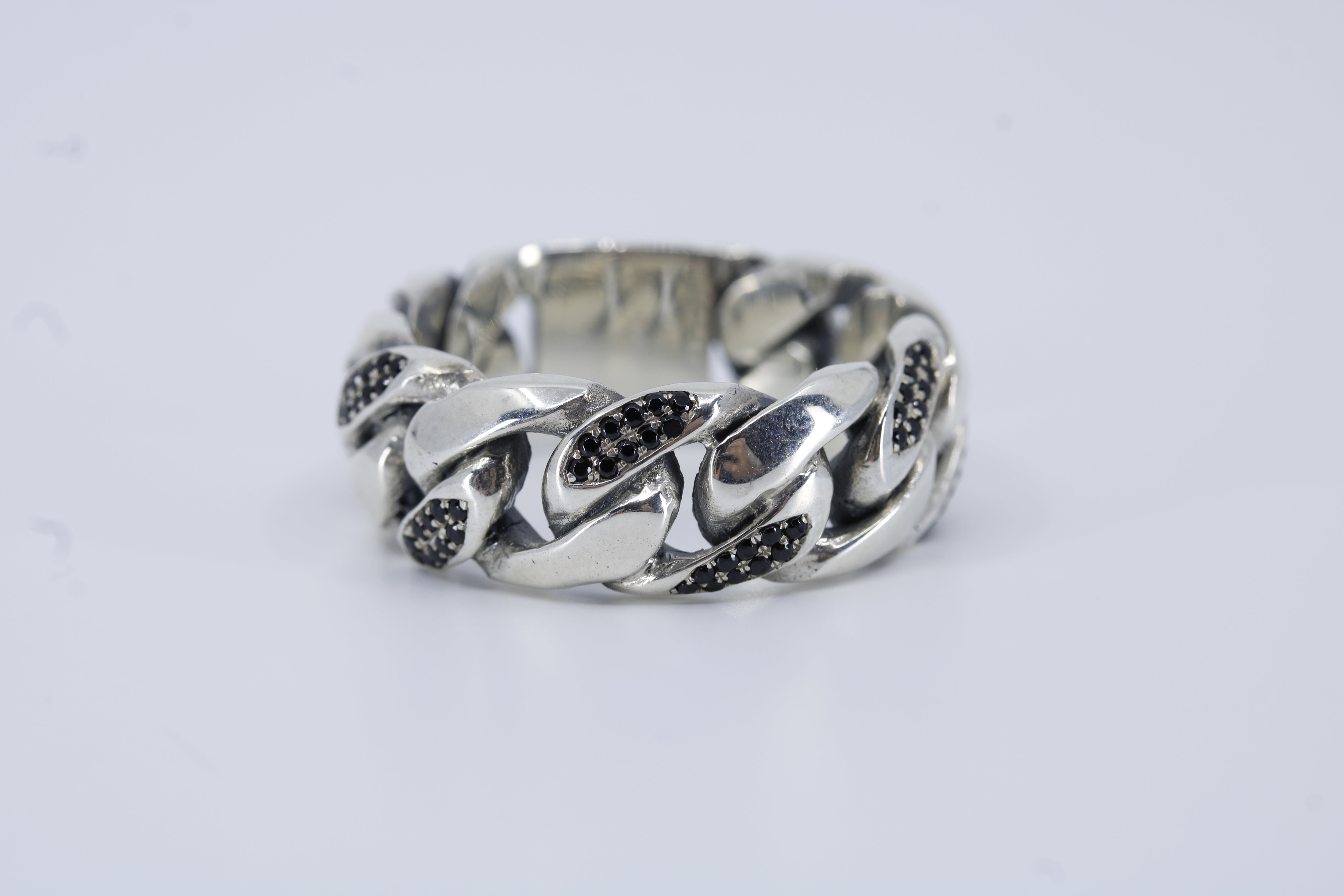 Casa Bali Black Spinel Curb Chain Ring