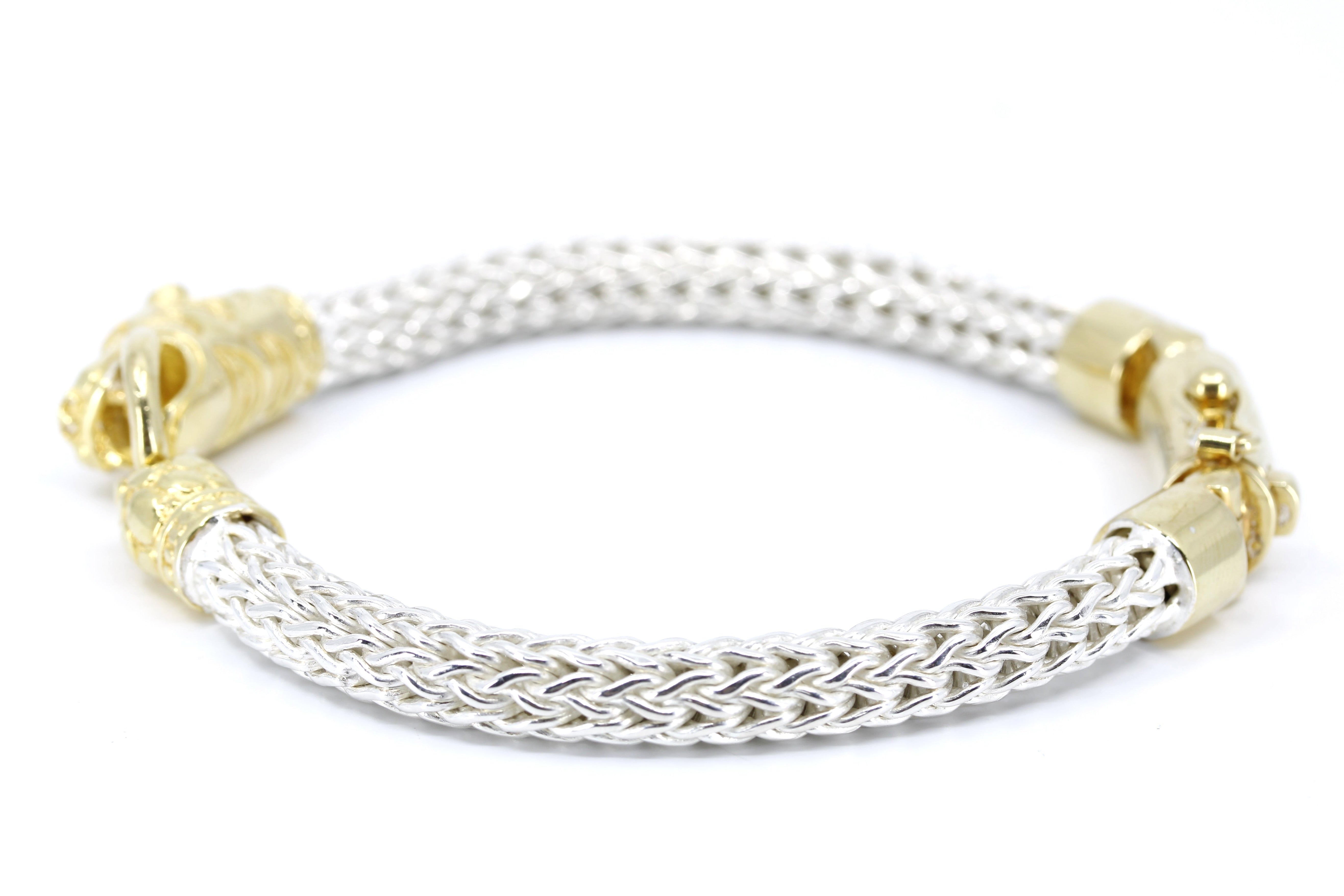 SREYA Panther Head Woven Chain Bracelet