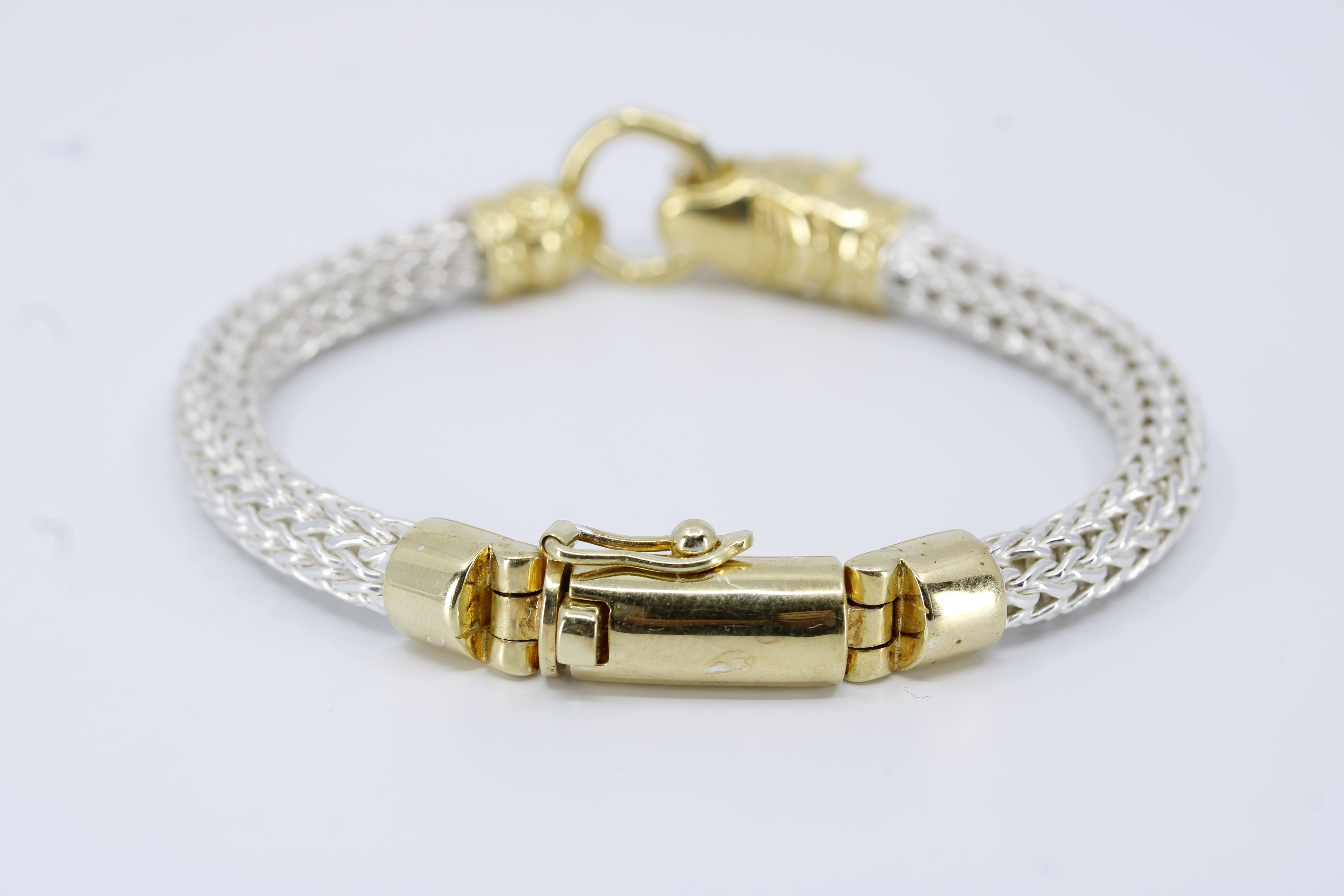 Casa Bali Panther Head Woven Chain Bracelet