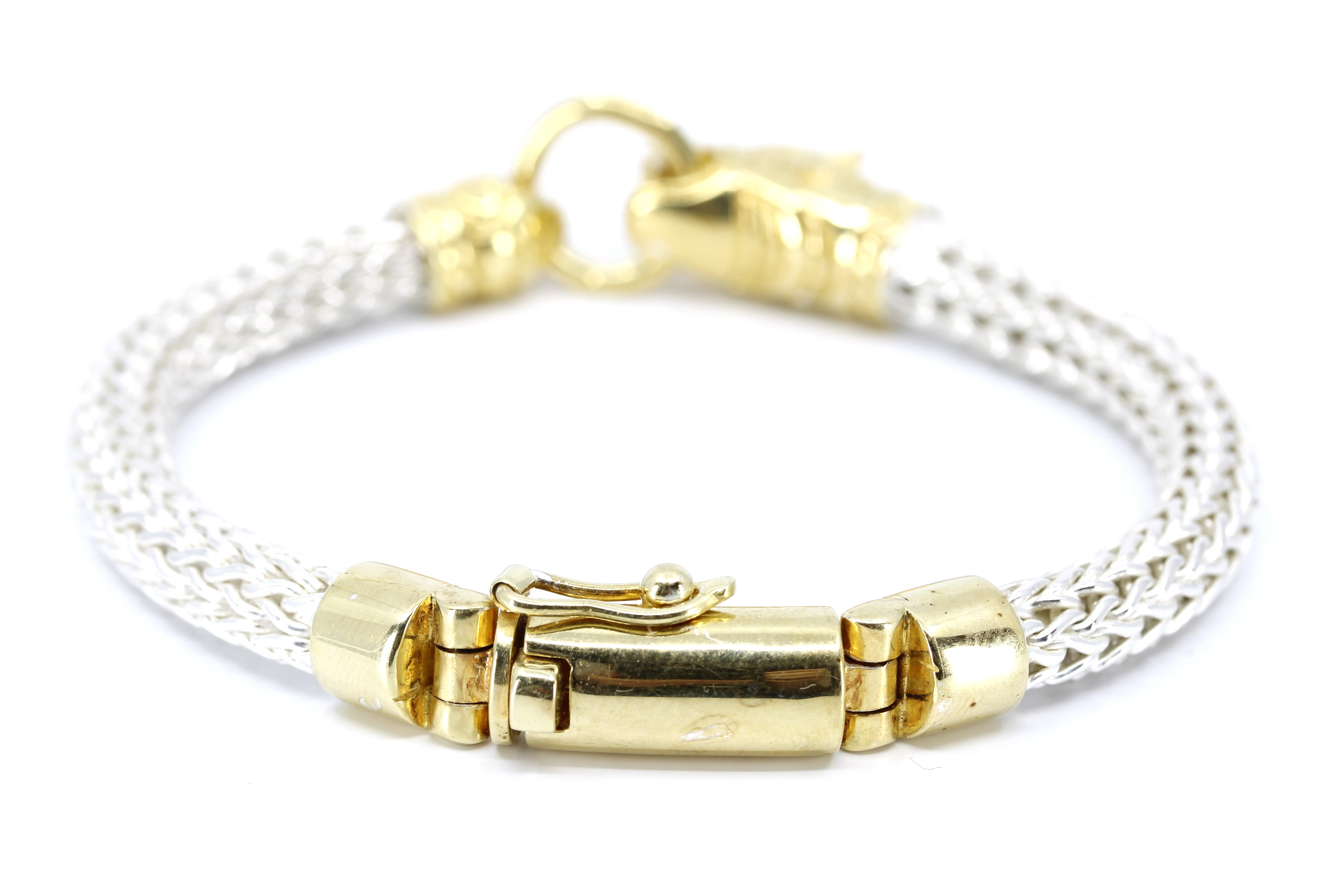 SREYA Panther Head Woven Chain Bracelet