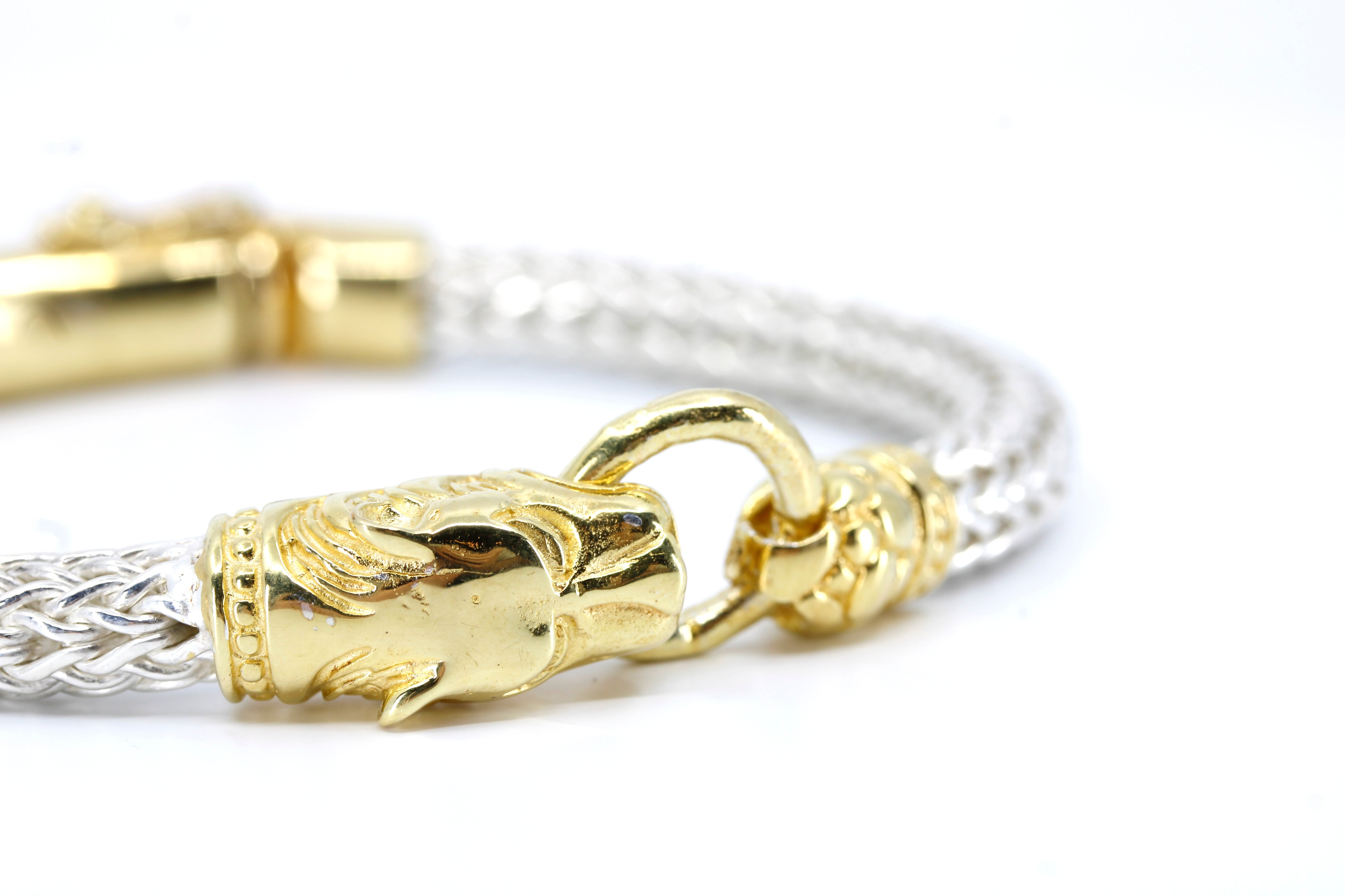 SREYA Panther Head Woven Chain Bracelet