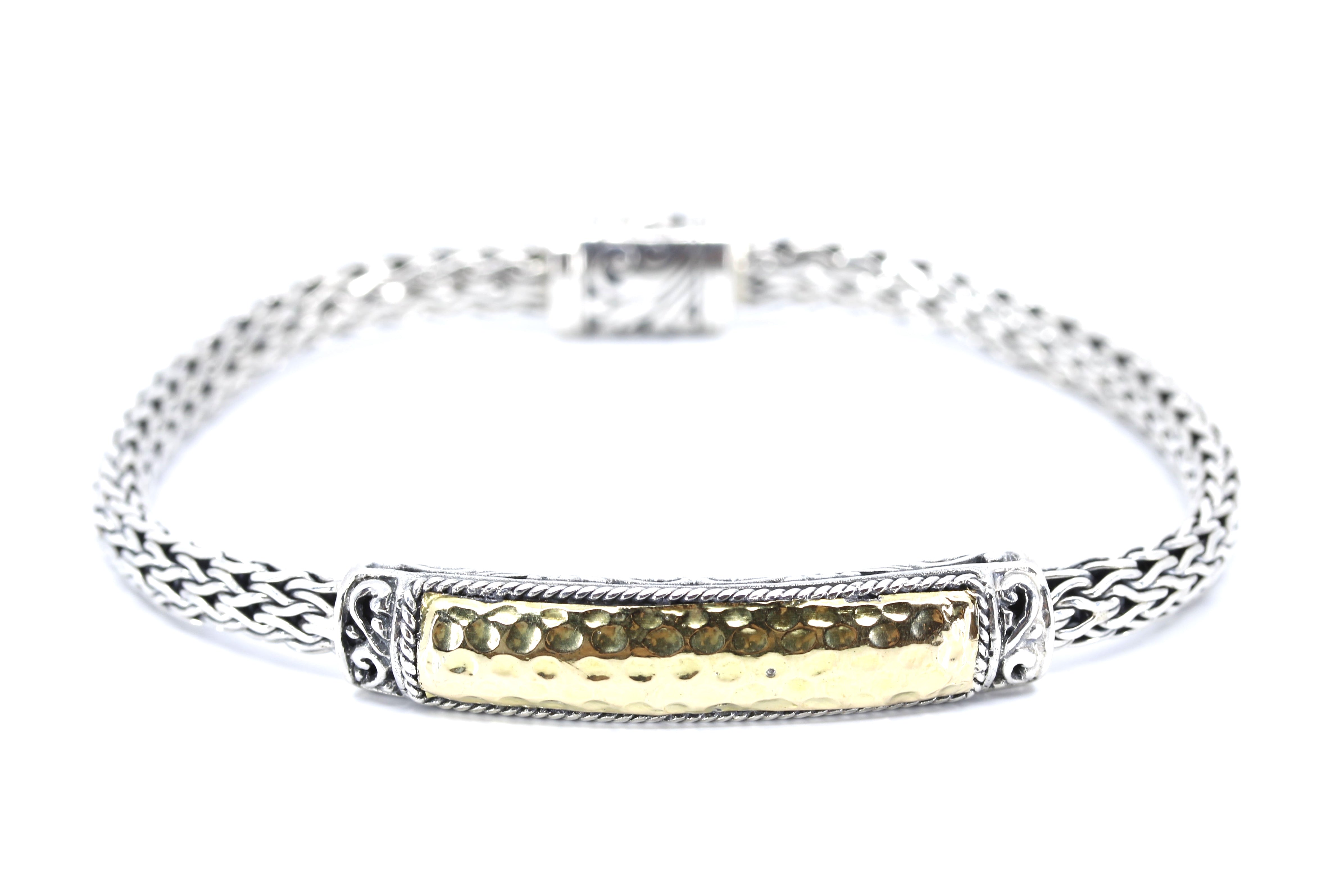 SREYA Hammered Station Bracelet with 18K Gold