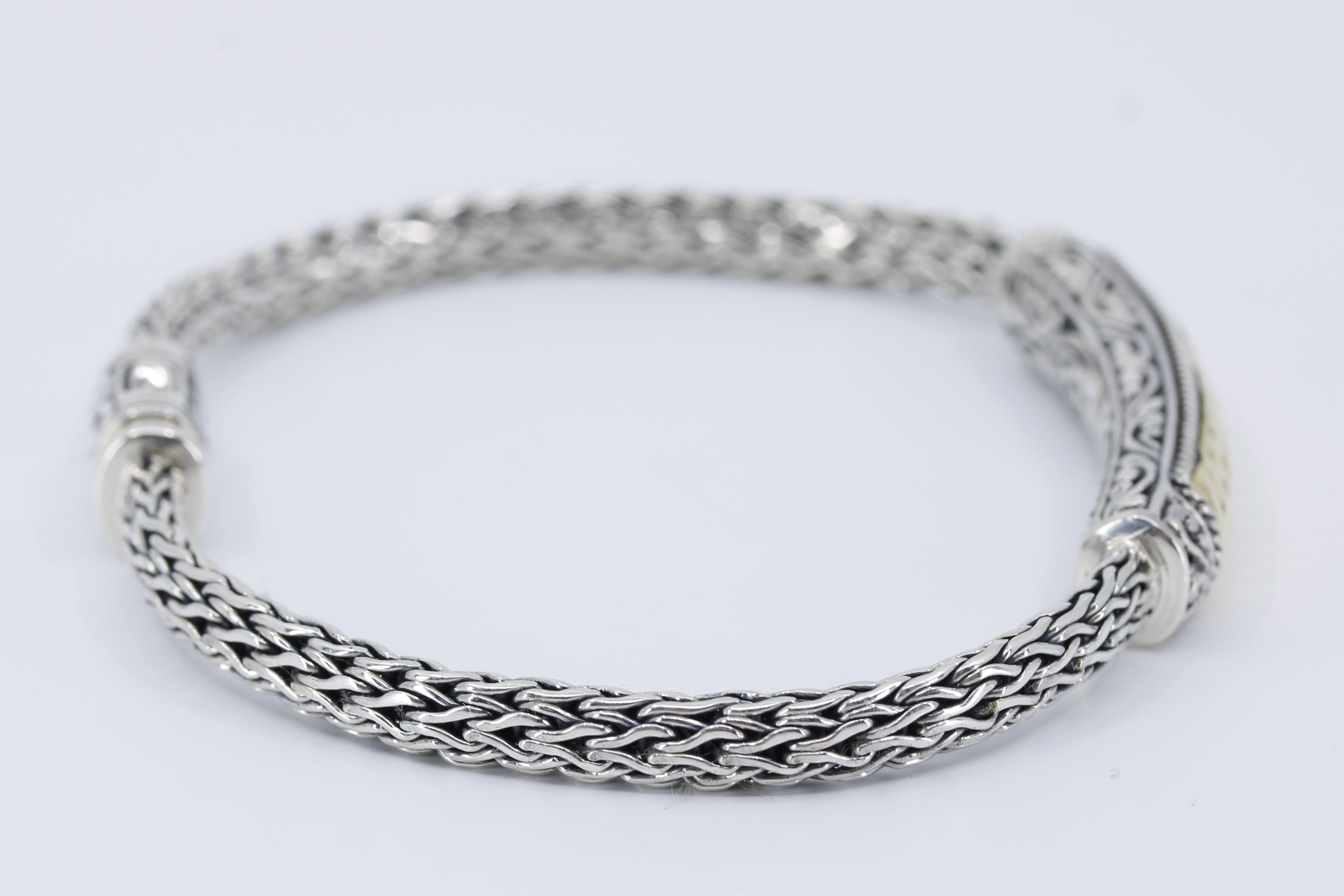 SREYA Hammered Station Bracelet with 18K Gold