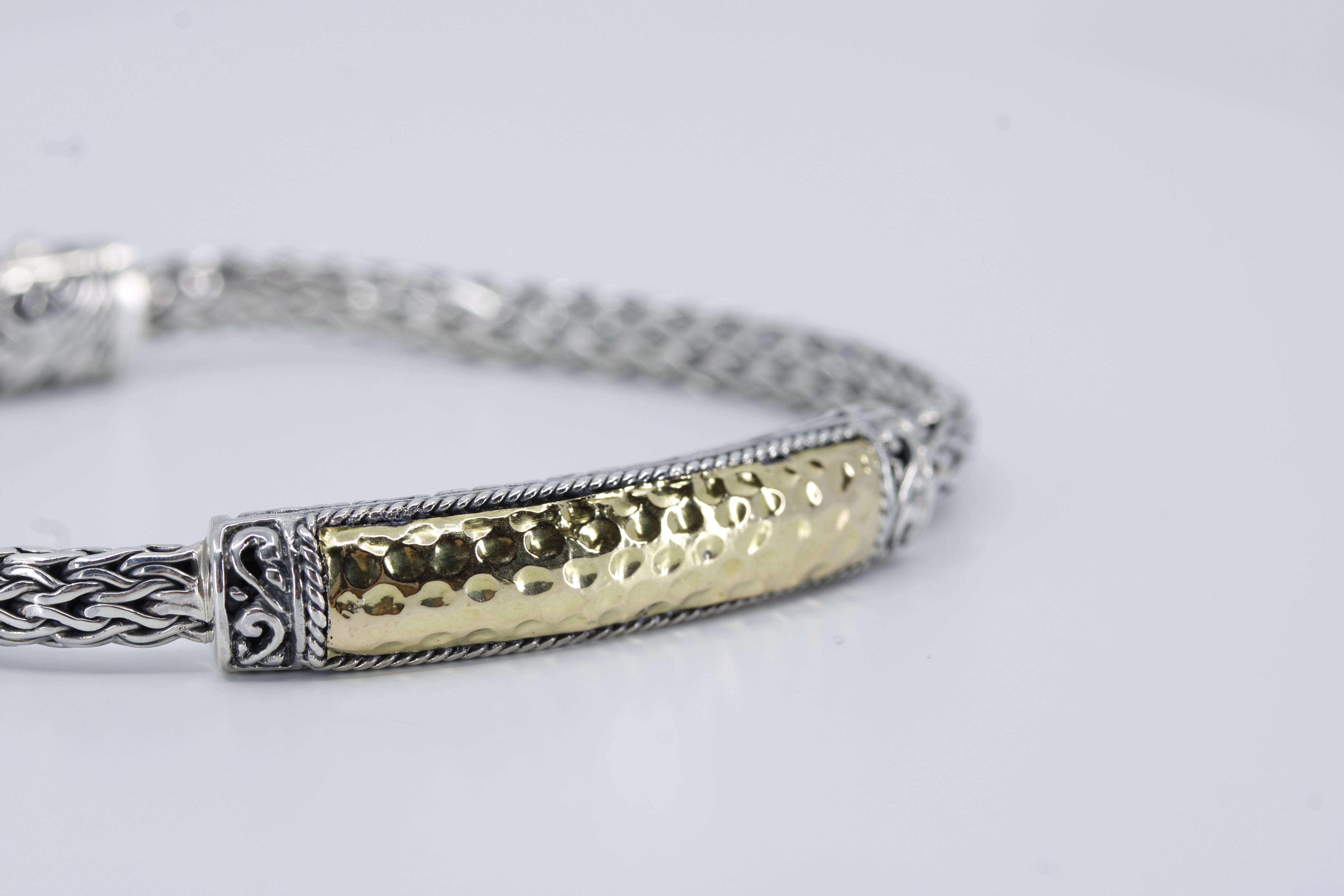 Casa Bali Hammered Station Bracelet with 18K Gold