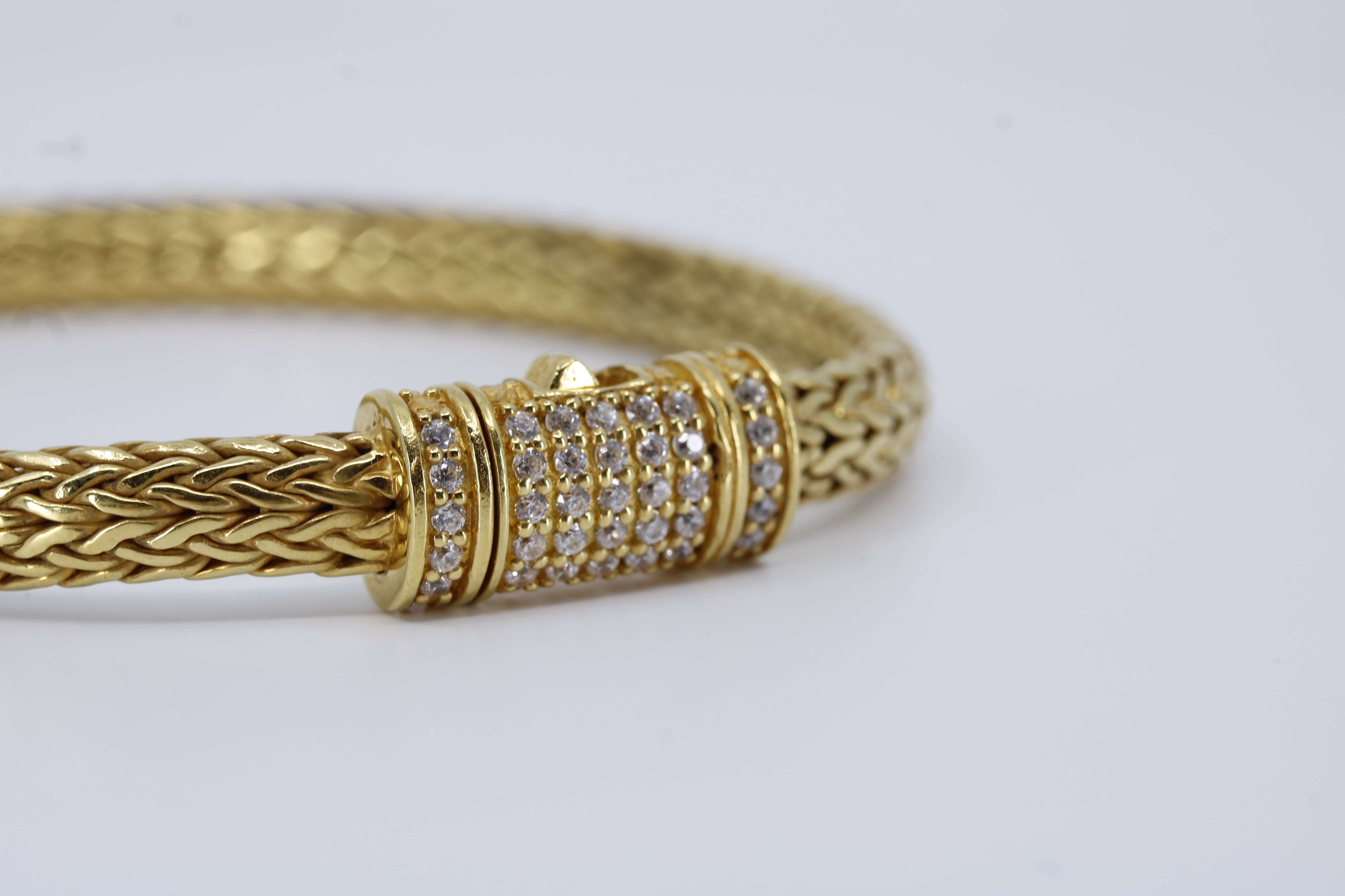 Casa Bali Spiga Bracelet with Pavé Lock