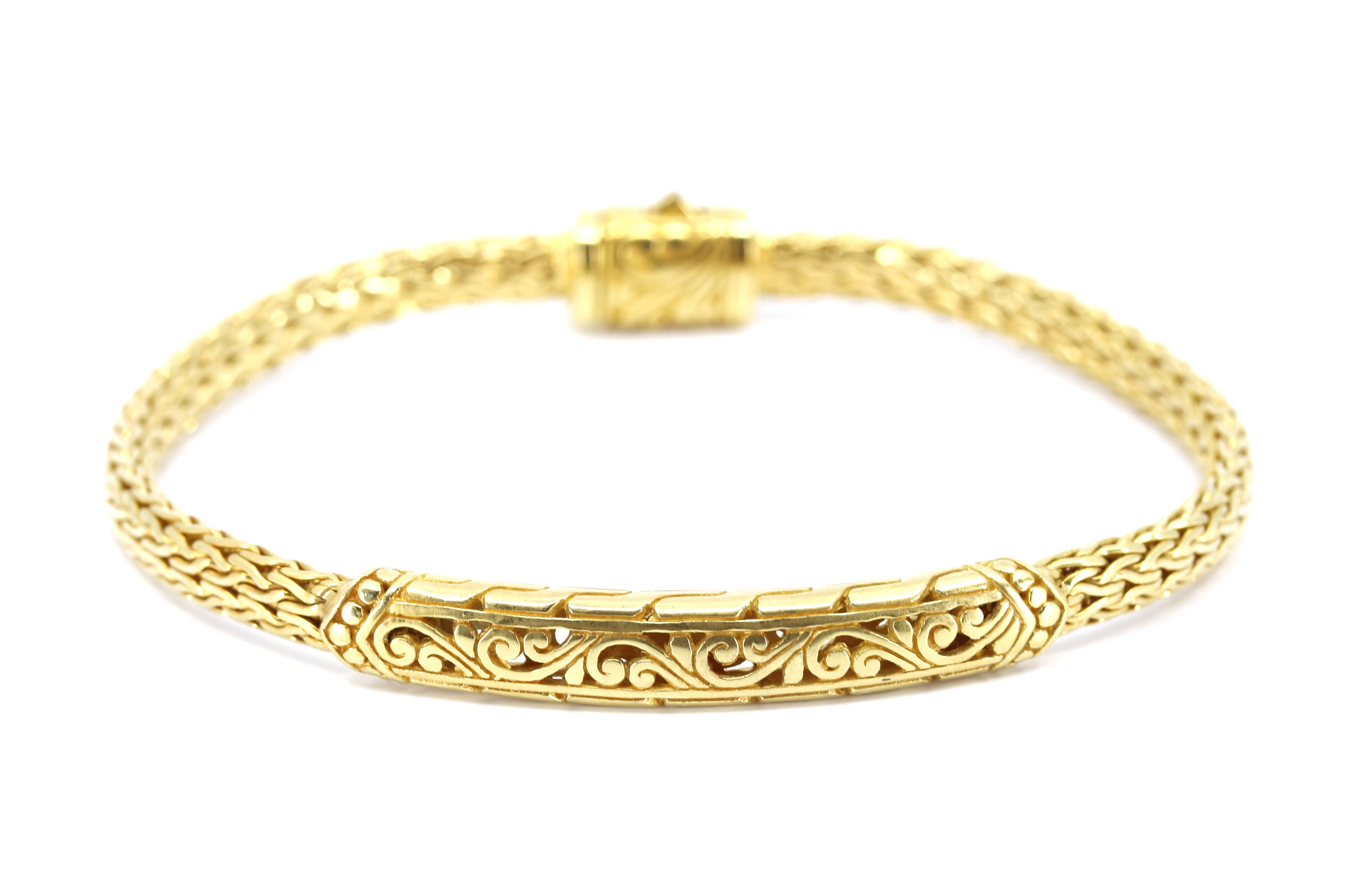 SREYA 18K Gold Vermeil Classic Carved Station Bracelet