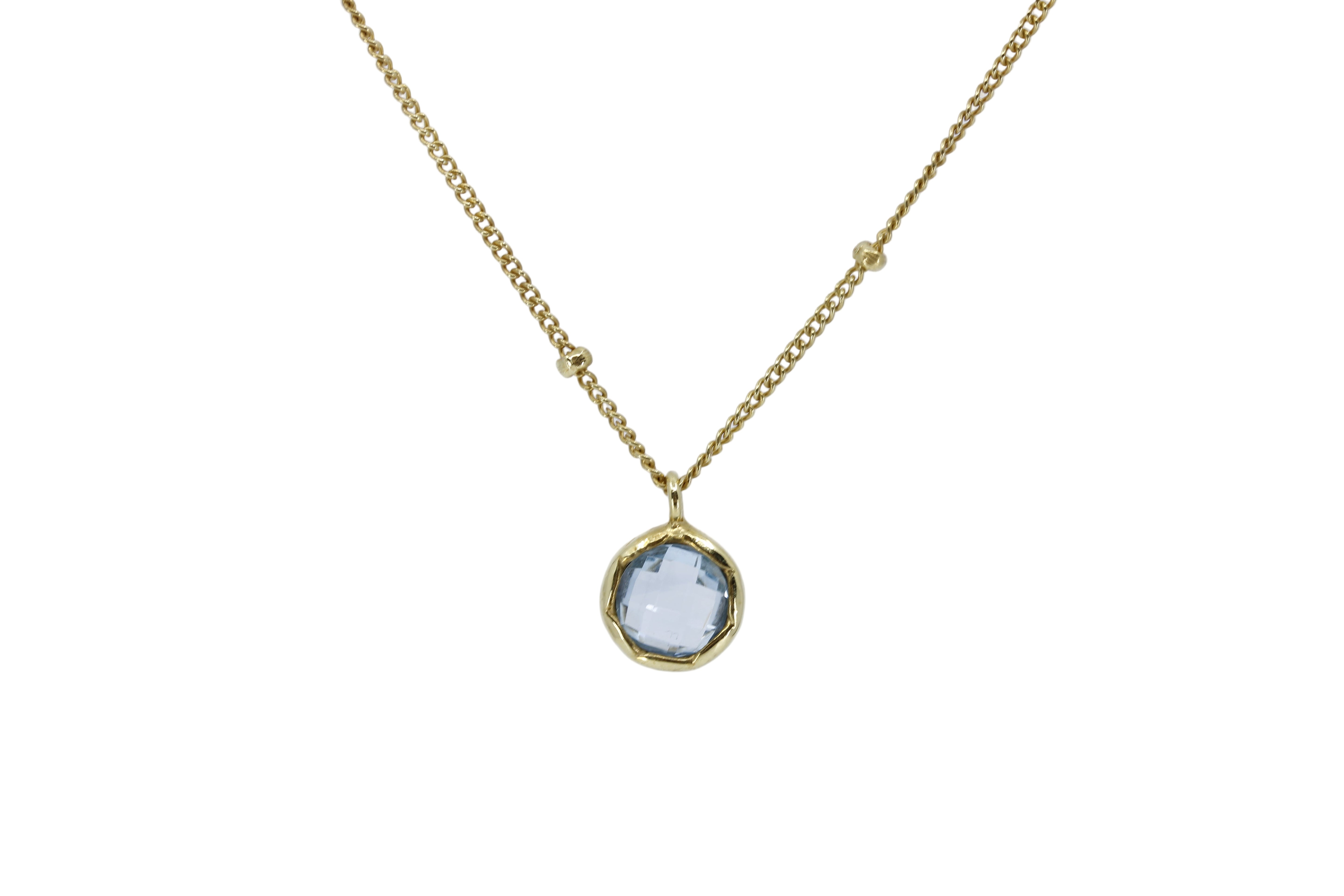 AURORA Slim Bezel Pendant Necklace with Blue Topaz