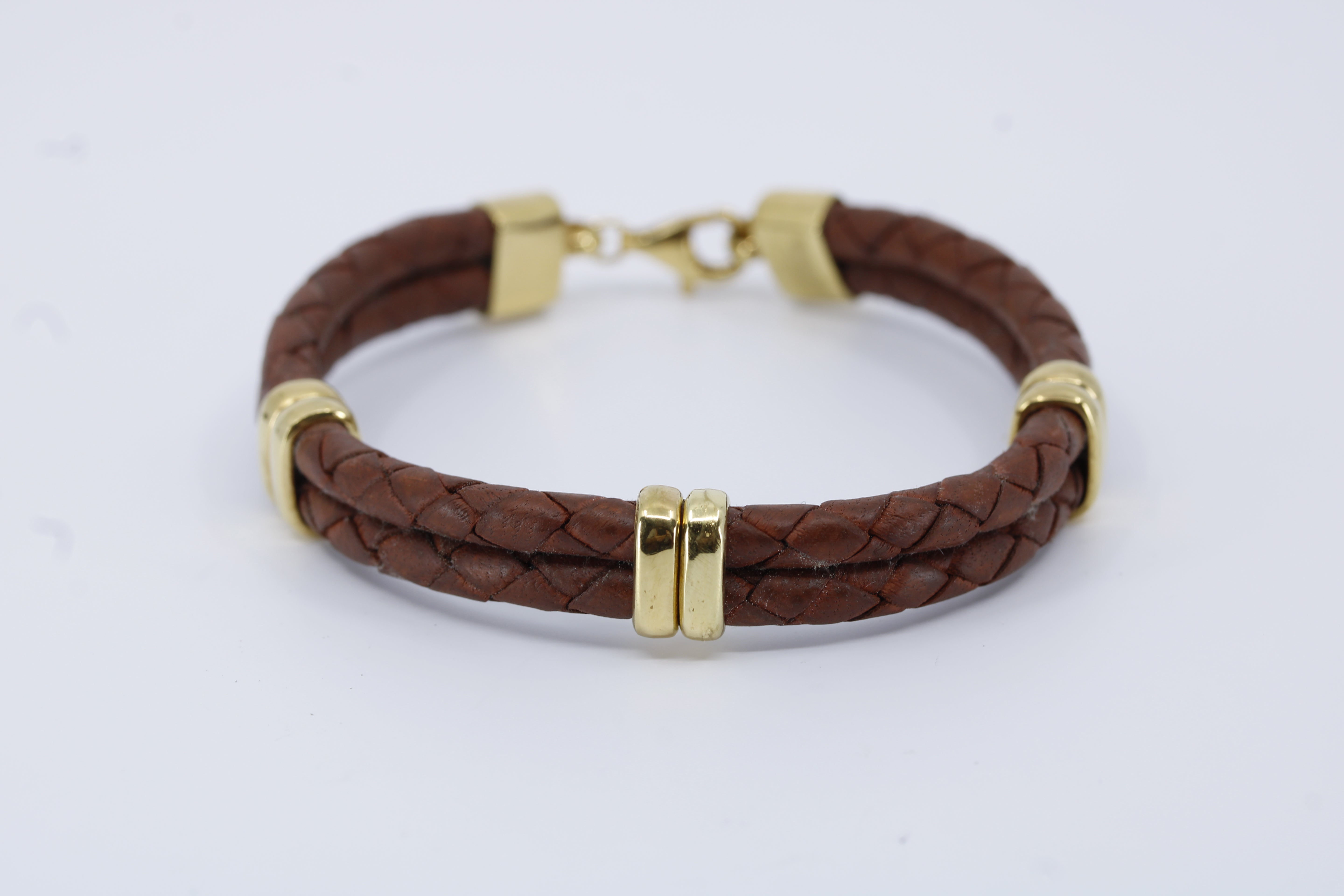 Braided Leather Bracelet with 18K Gold Vermeil Accent
