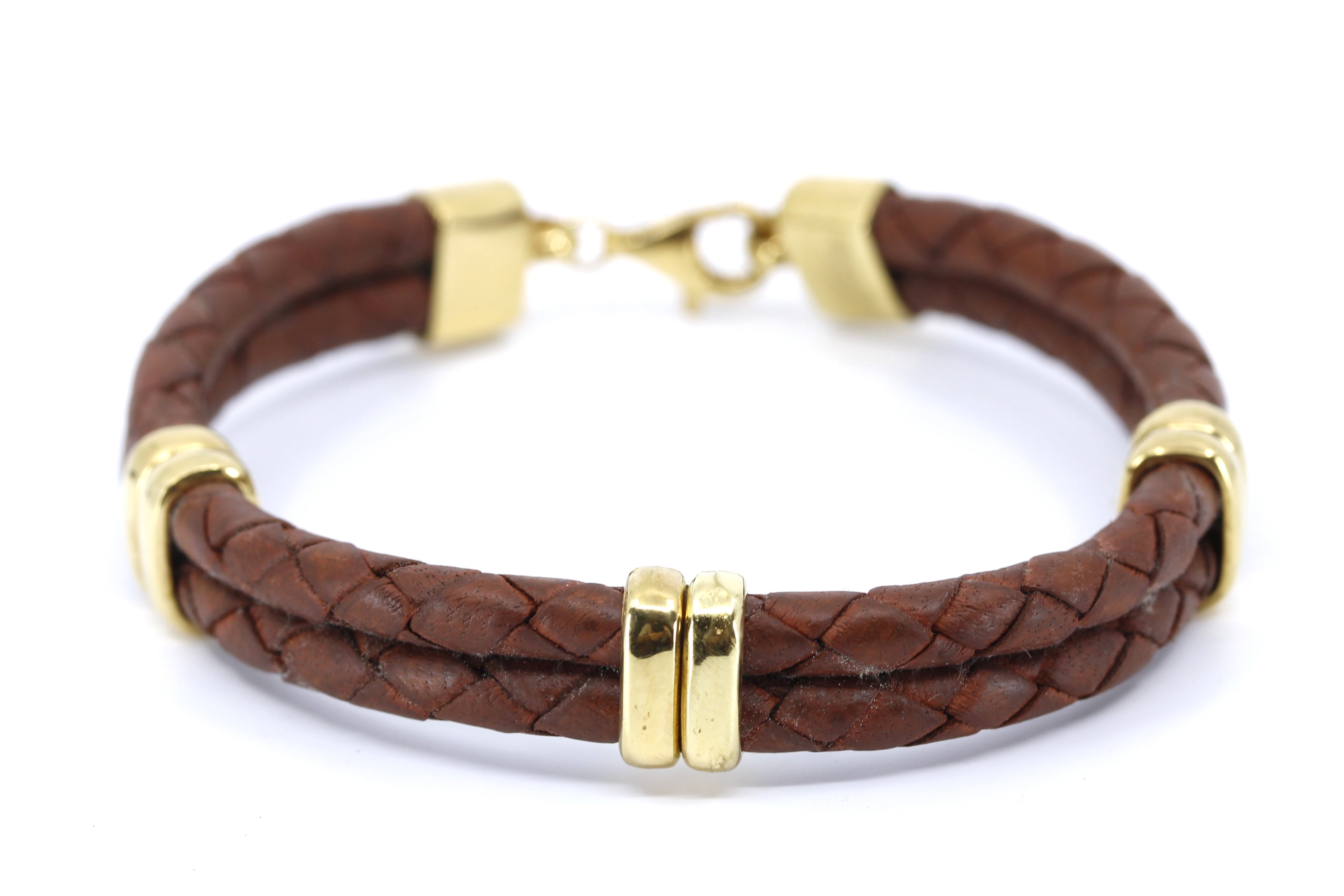 NOVA Braided Leather Bracelet with 18K Gold Vermeil Accent