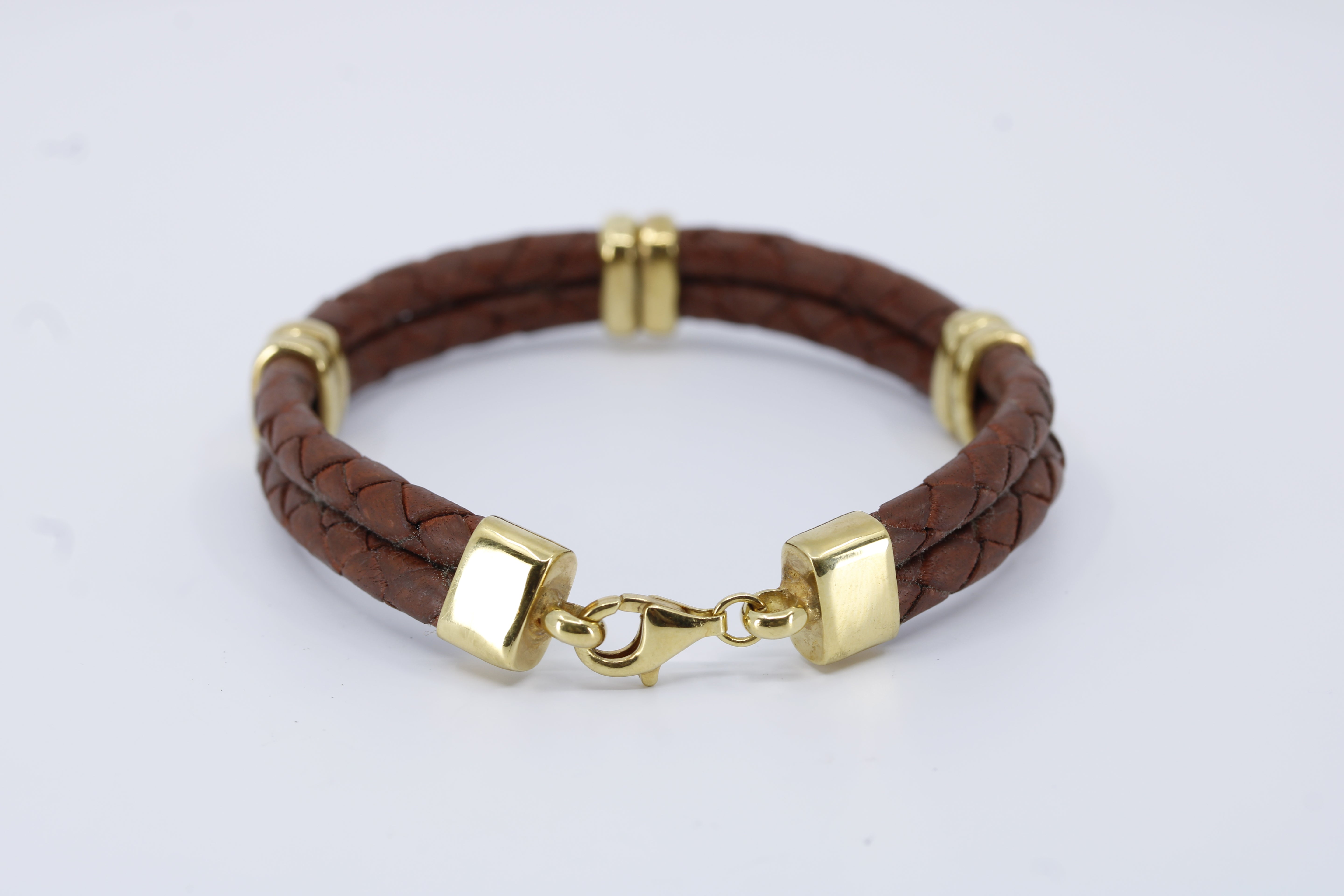 Braided Leather Bracelet with 18K Gold Vermeil Accent