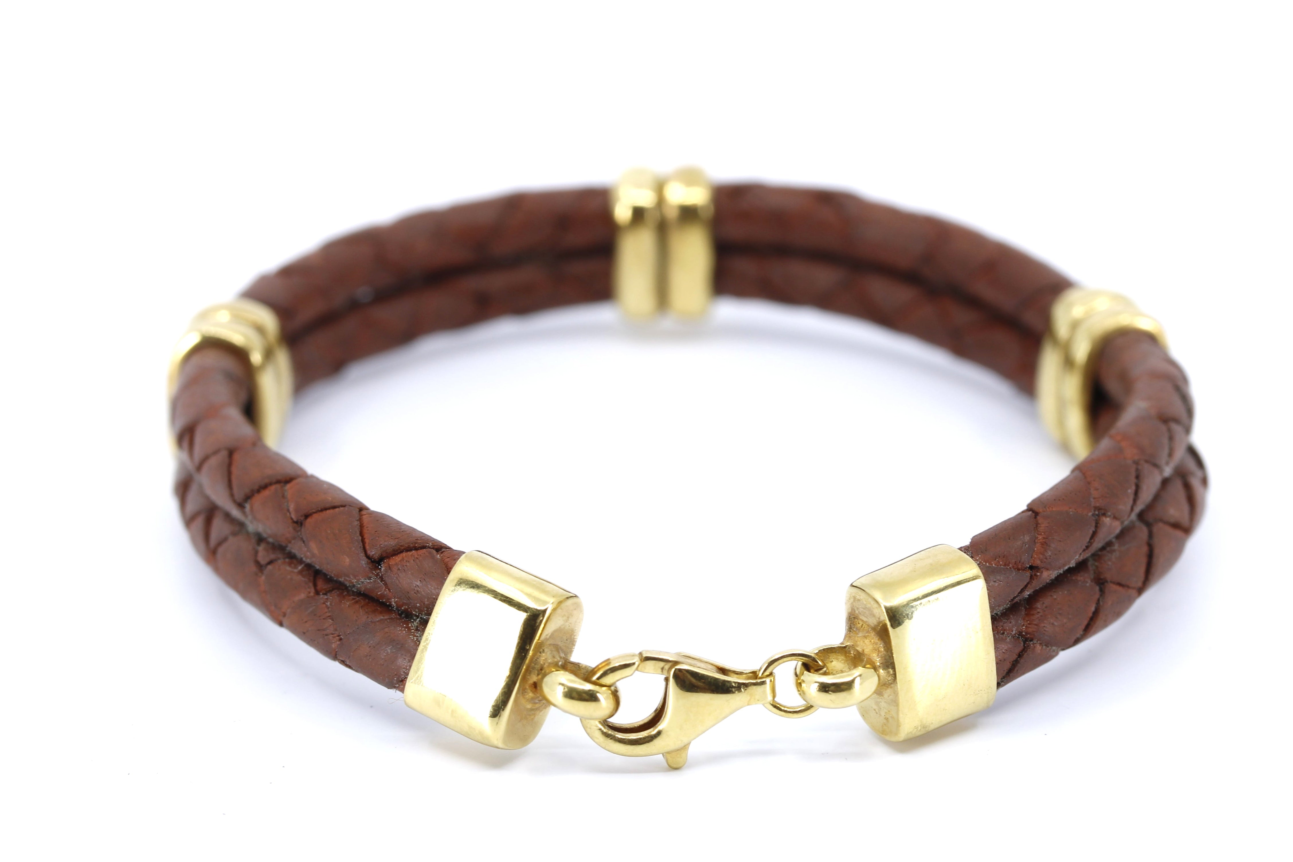 NOVA Braided Leather Bracelet with 18K Gold Vermeil Accent
