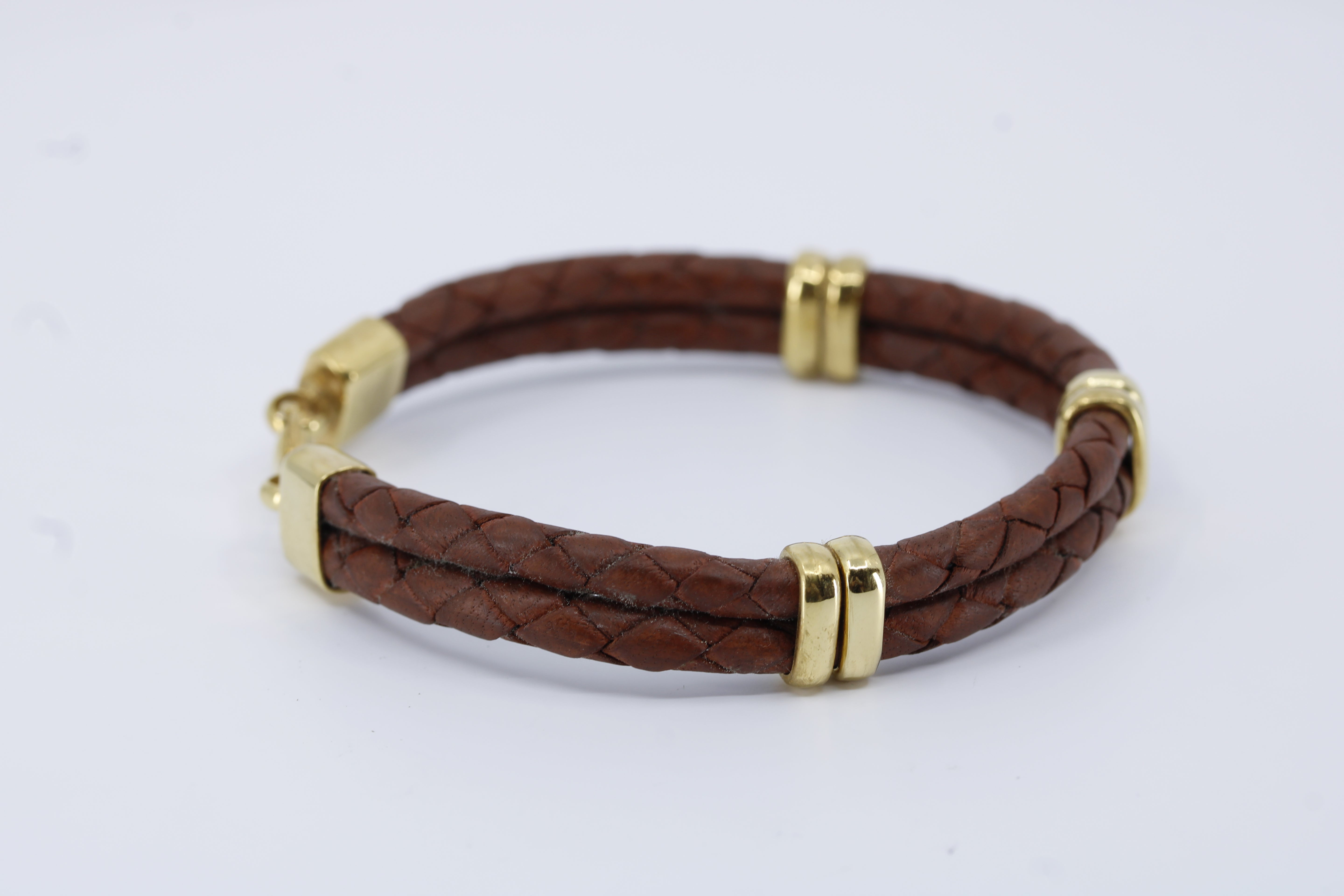 Braided Leather Bracelet with 18K Gold Vermeil Accent